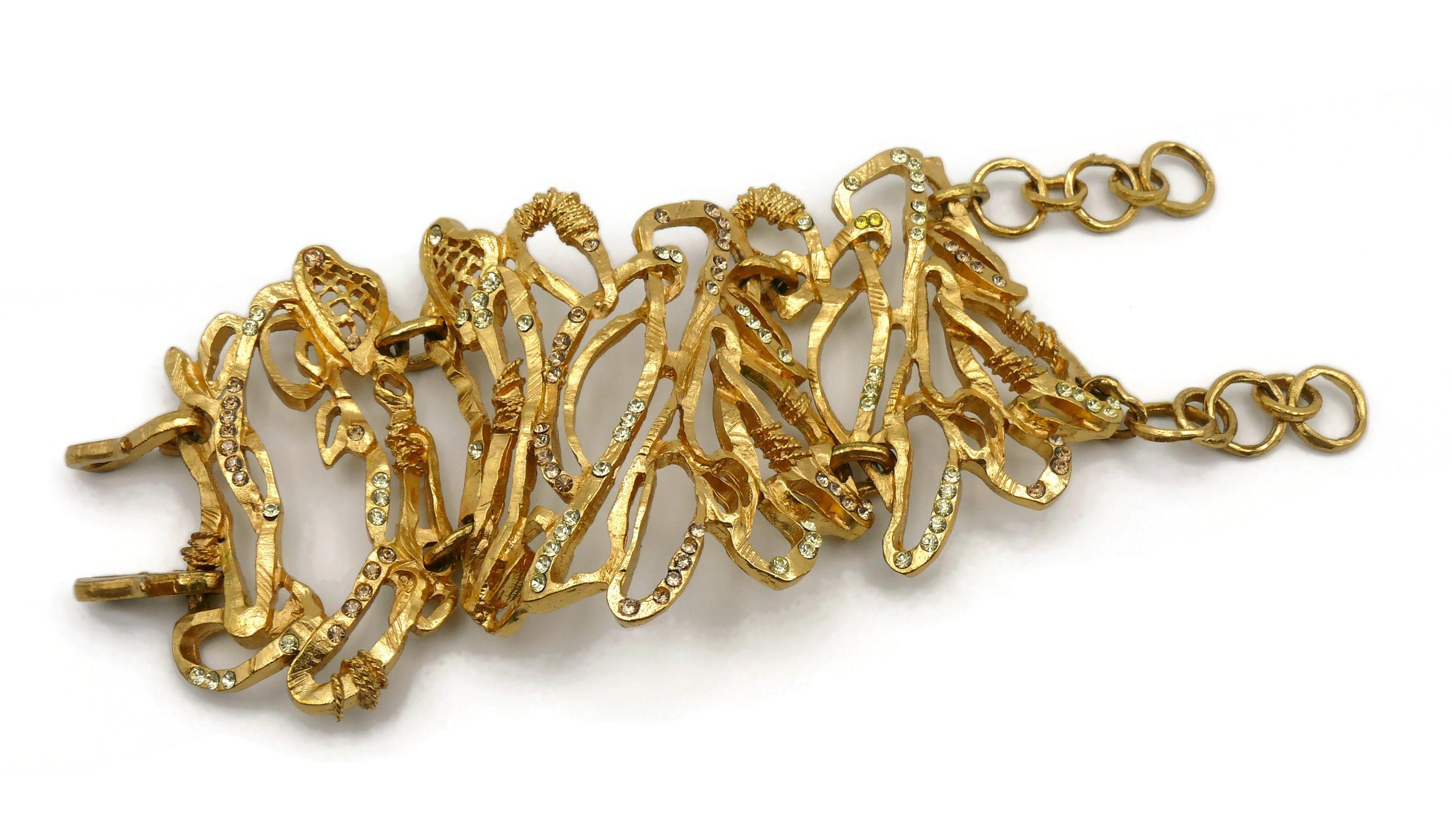 CHRISTIAN LACROIX Vintage Opulent Wide Crystal Cuff Bracelet For Sale 9