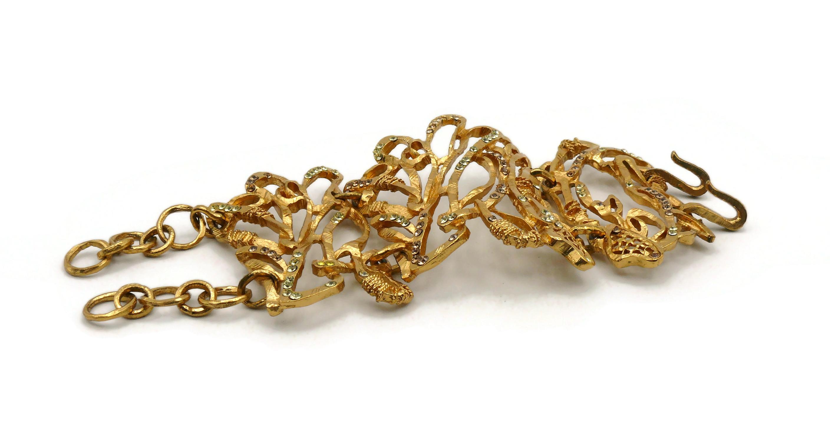 CHRISTIAN LACROIX Vintage Opulent Wide Crystal Cuff Bracelet For Sale 5
