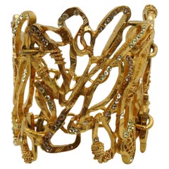 CHRISTIAN LACROIX Vintage Opulent Wide Crystal Cuff Bracelet