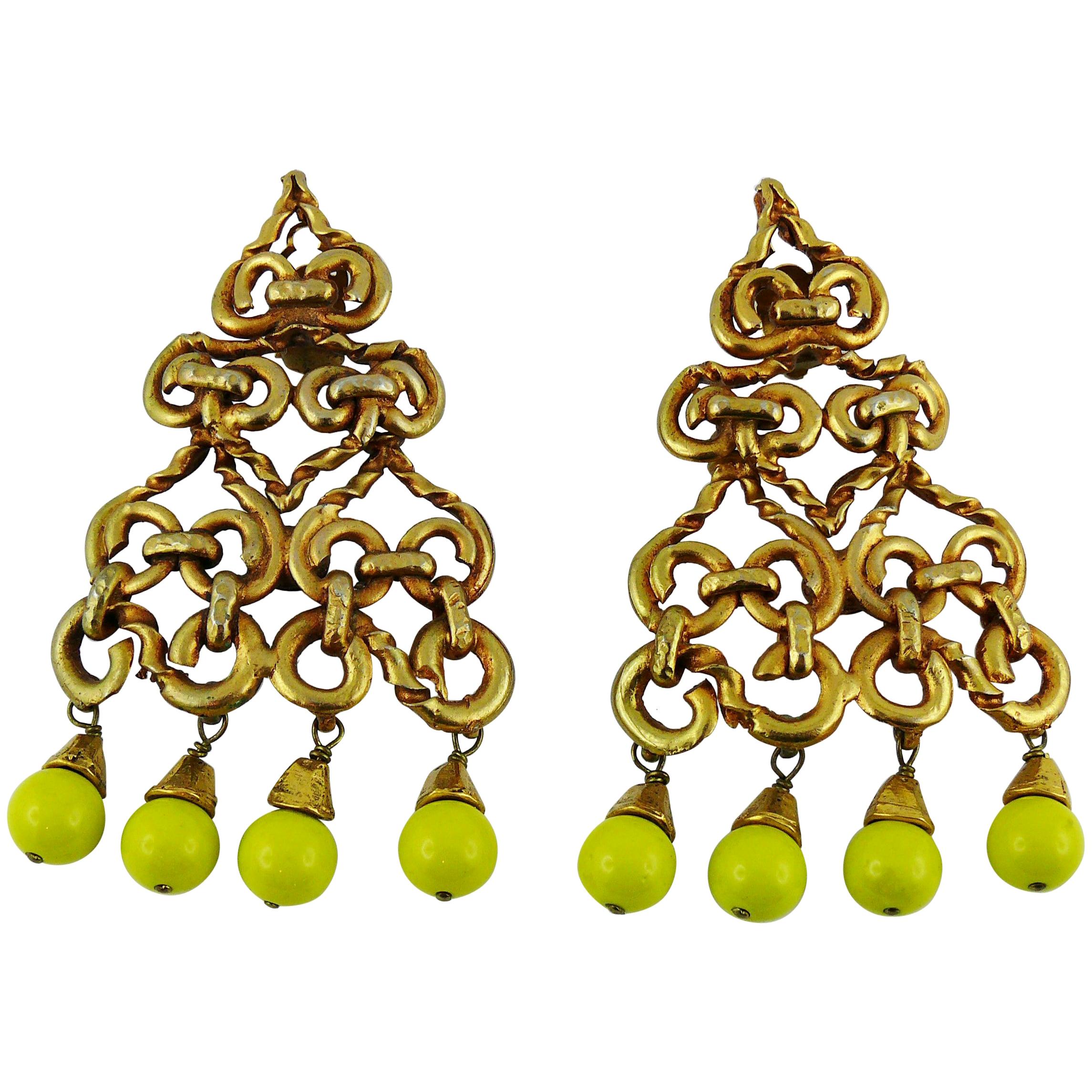 Christian Lacroix Vintage Oversized Dangling Earrings  For Sale