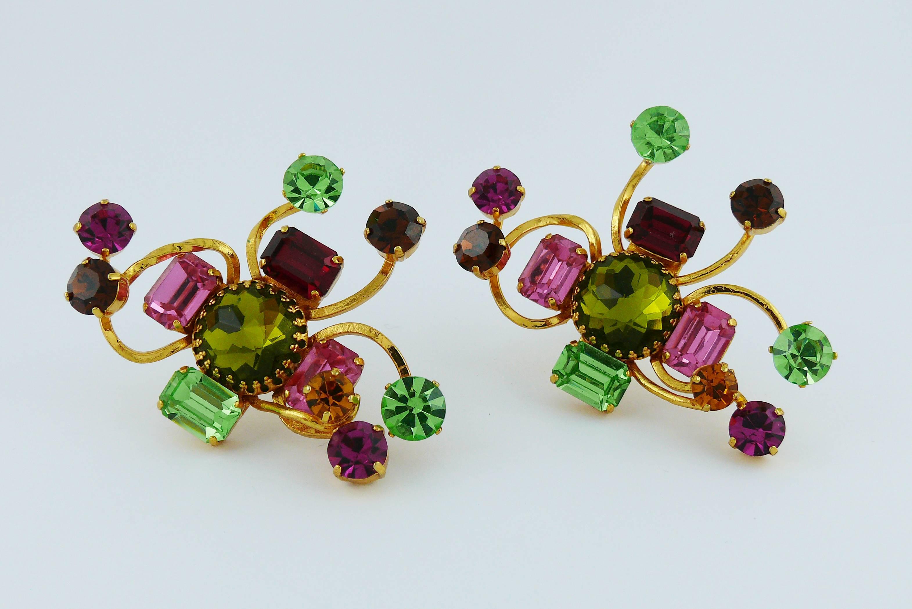 Christian Lacroix Vintage Oversized Jewelled Clip-On Earrings 1