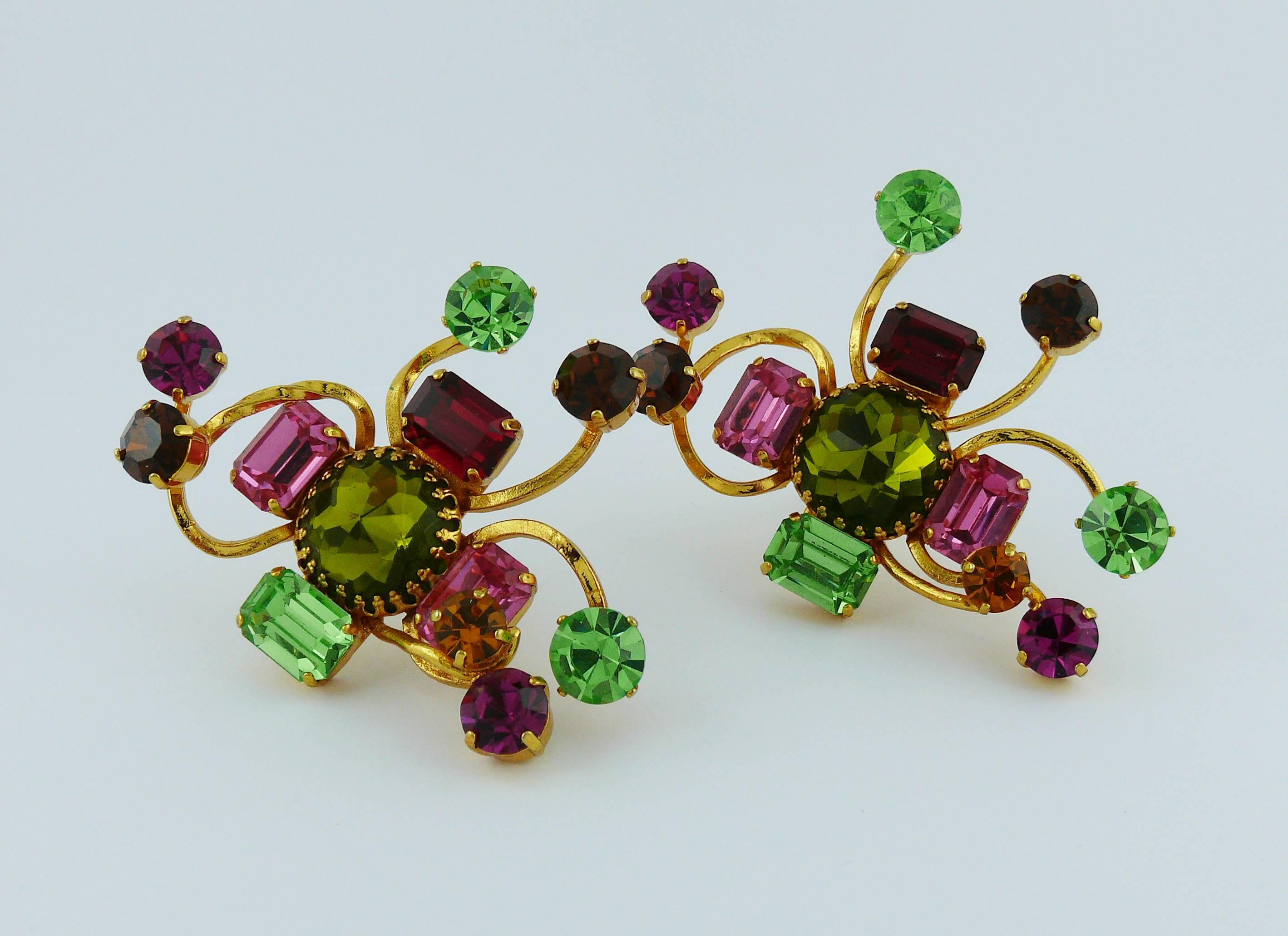 Christian Lacroix Vintage Oversized Jewelled Clip-On Earrings 2