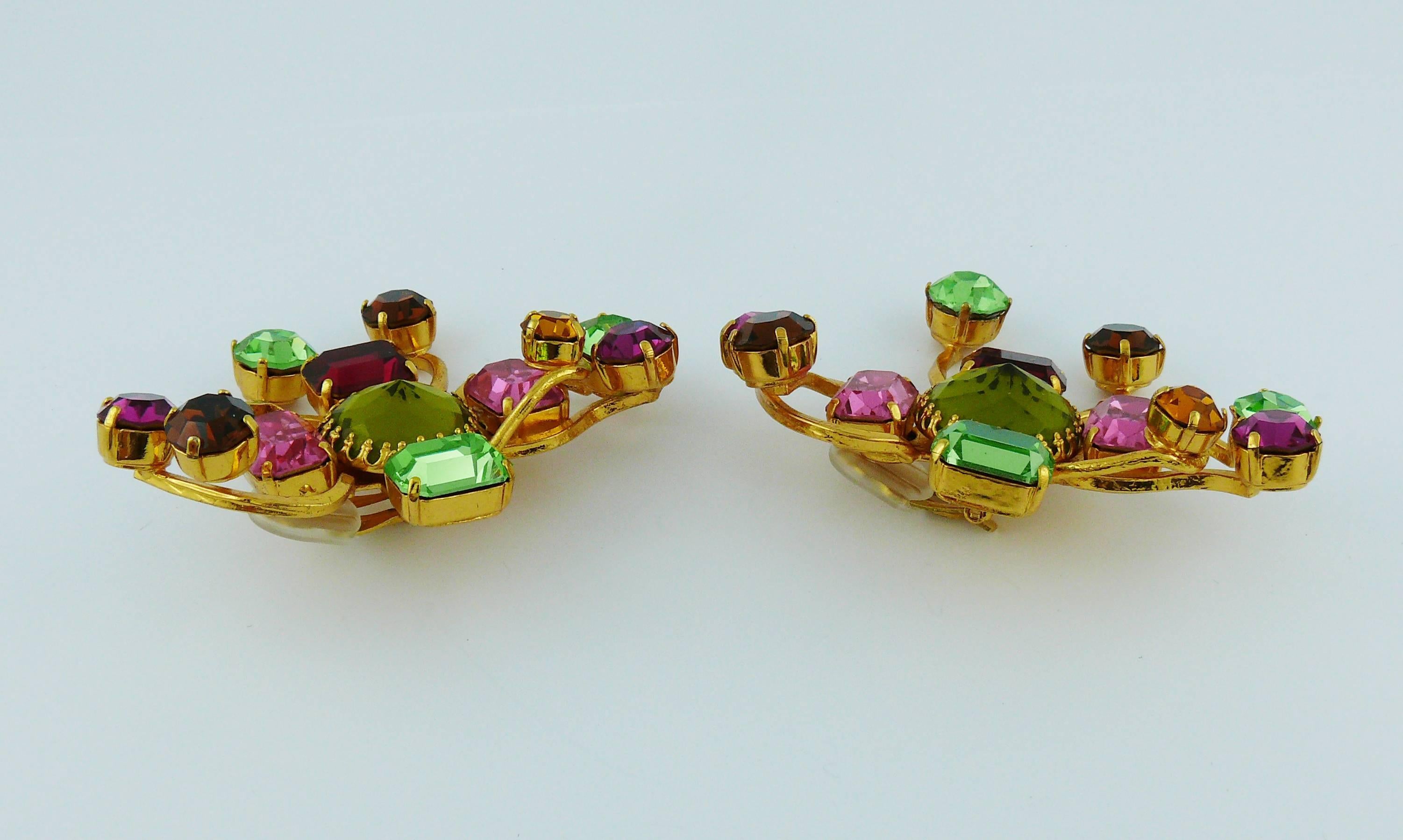 Christian Lacroix Vintage Oversized Jewelled Clip-On Earrings 3
