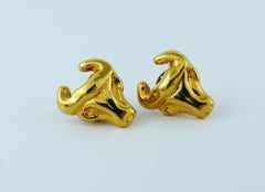 Christian Lacroix Vintage Pair of Bull Head Pin Brooches