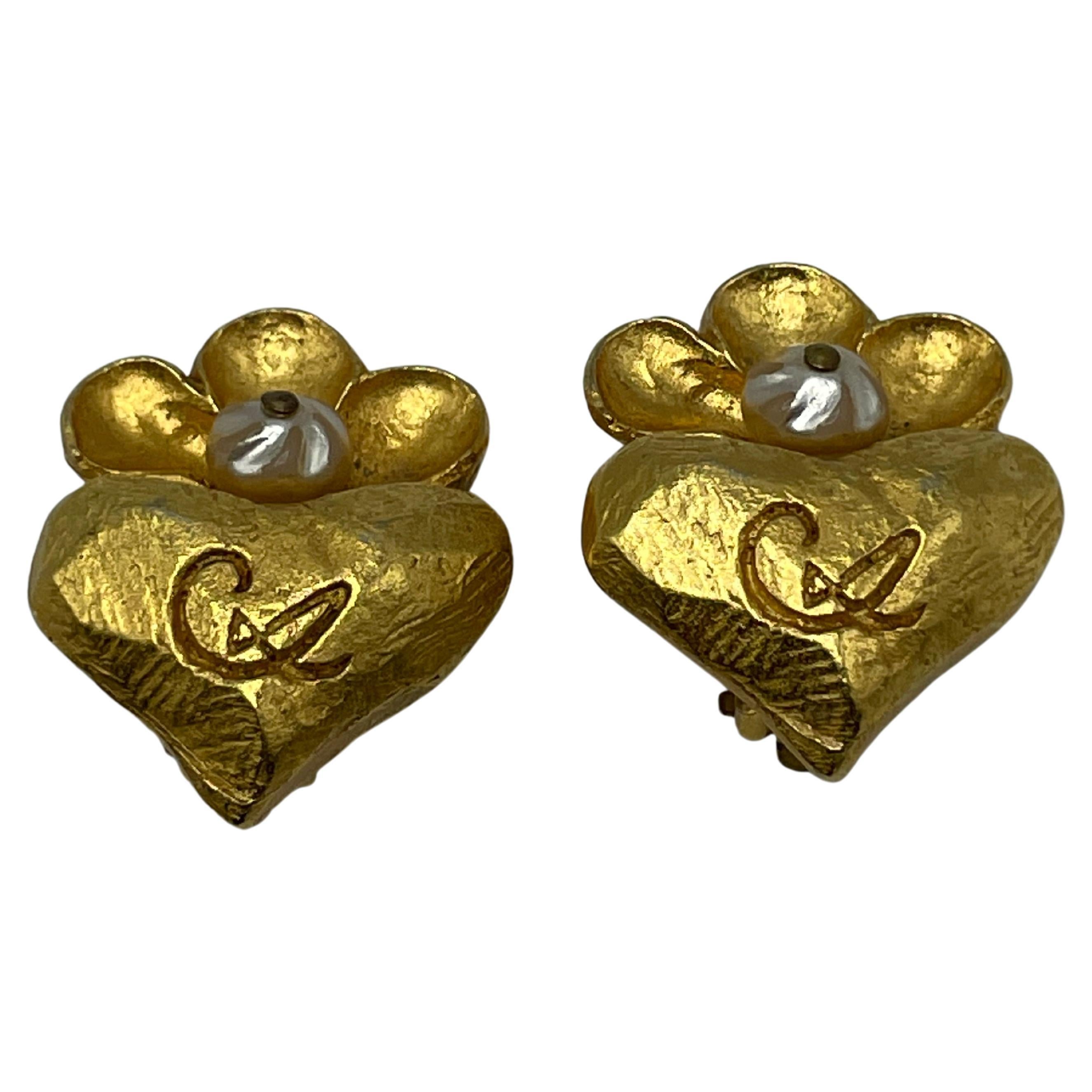 Christian Lacroix Vintage Pearl Gold-Toned Earrings. For Sale