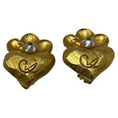 Christian Lacroix Vintage Pearl Gold-Toned Earrings. 