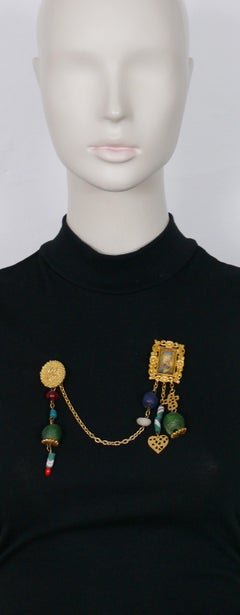 Christian Lacroix Vintage Rare Madonna with Child Cameo Double Brooch