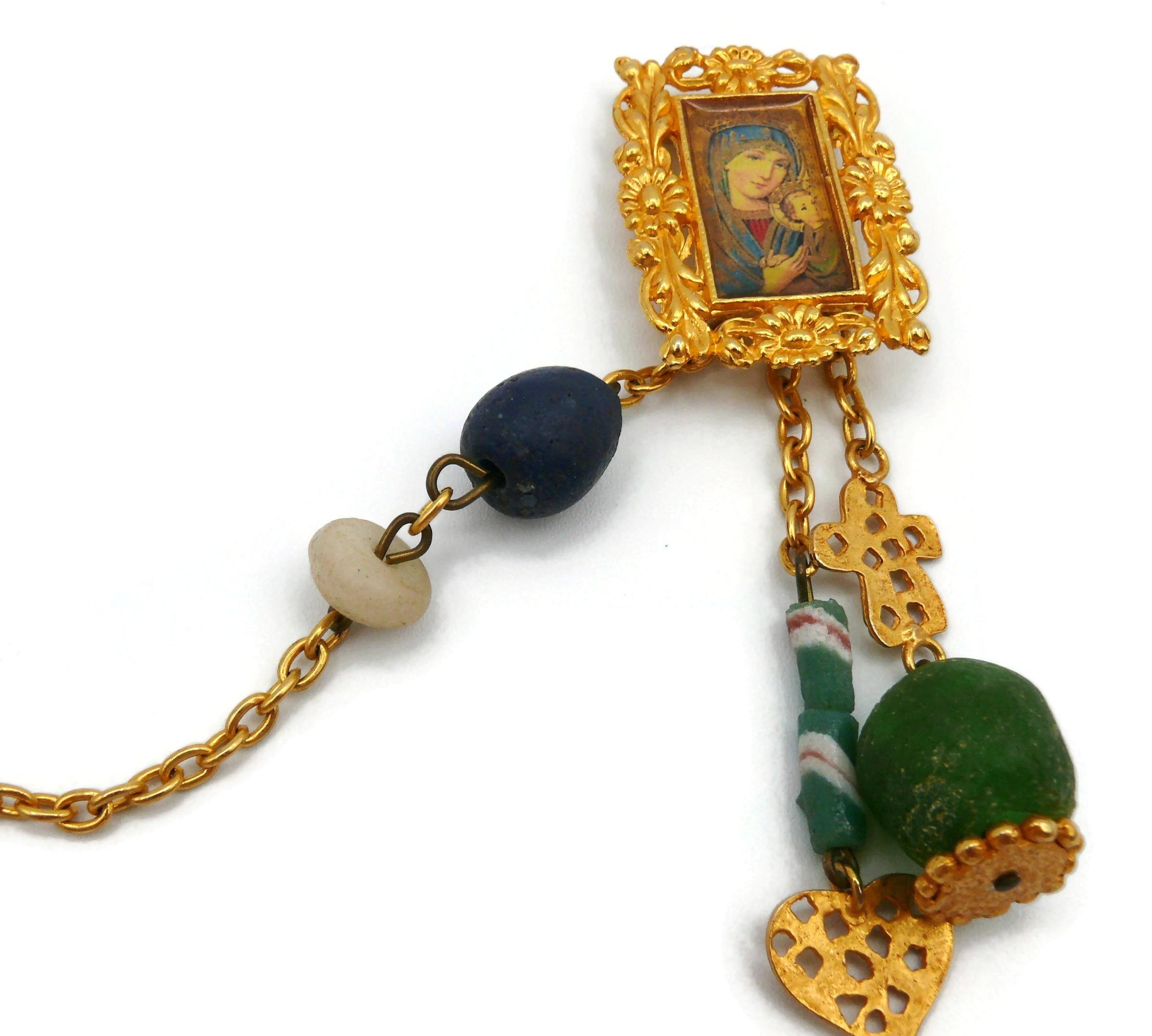 Christian Lacroix Vintage Rare Madonna with Child Cameo Double Brooch In Good Condition For Sale In Nice, FR