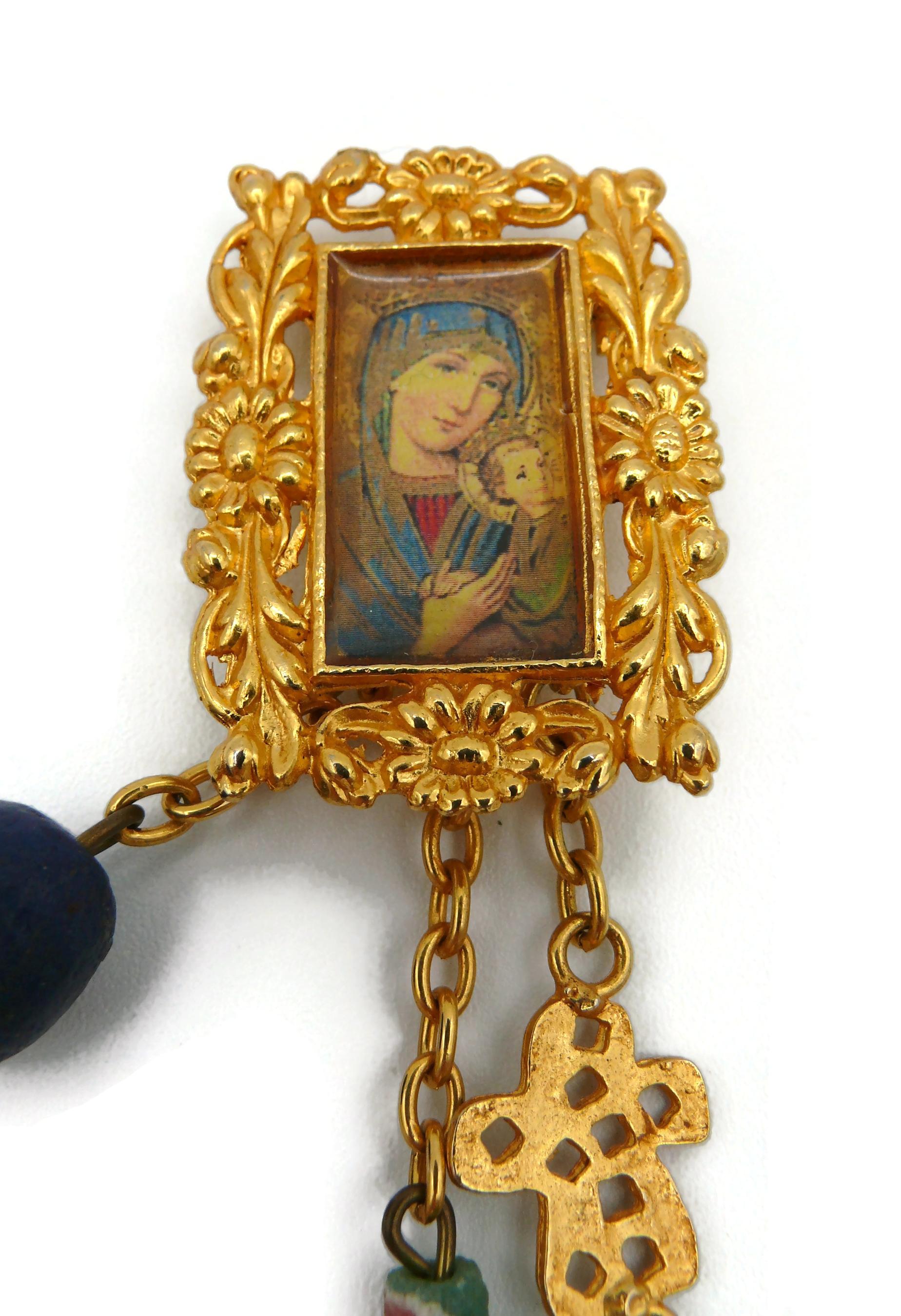 Christian Lacroix Vintage Rare Madonna with Child Cameo Double Brooch For Sale 1