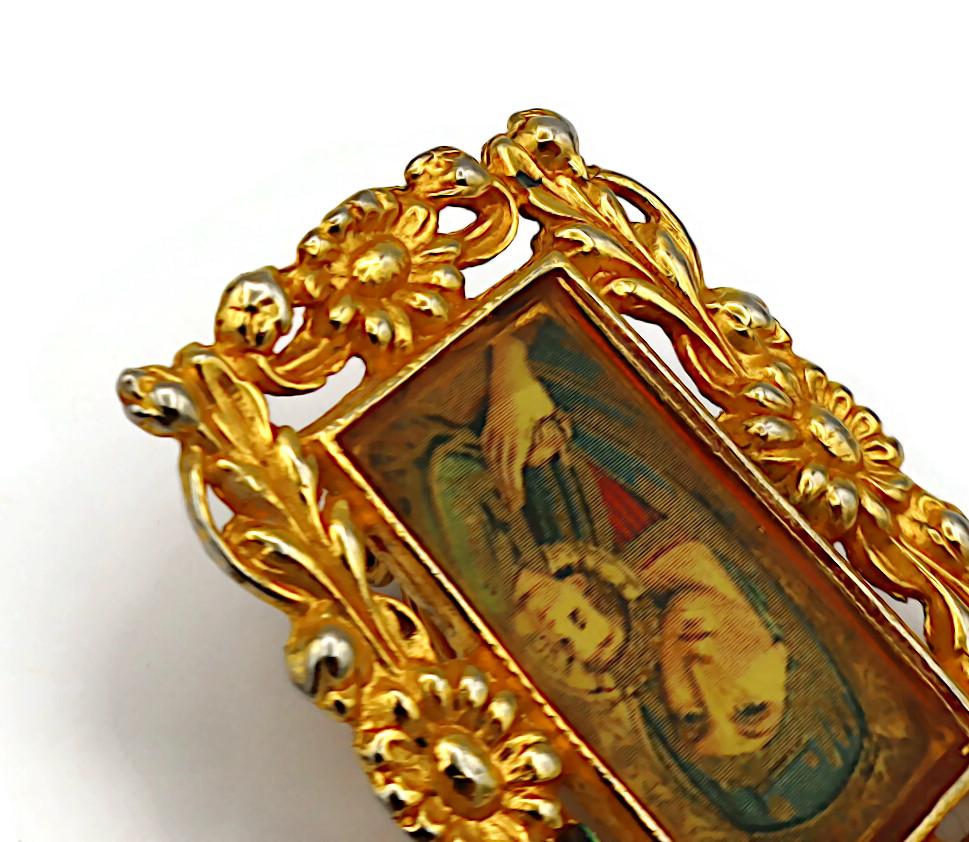 CHRISTIAN LACROIX Vintage Rare Madonna with Child Icon Clip-On Earrings For Sale 5