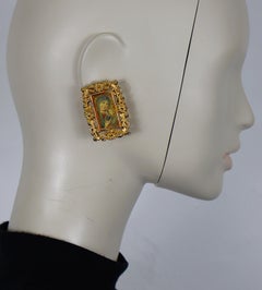 CHRISTIAN LACROIX Vintage Rare Madonna with Child Icone Clips-On Earrings