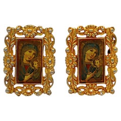 CHRISTIAN LACROIX Vintage Rare Madonna with Child Icone Clips-On Earrings