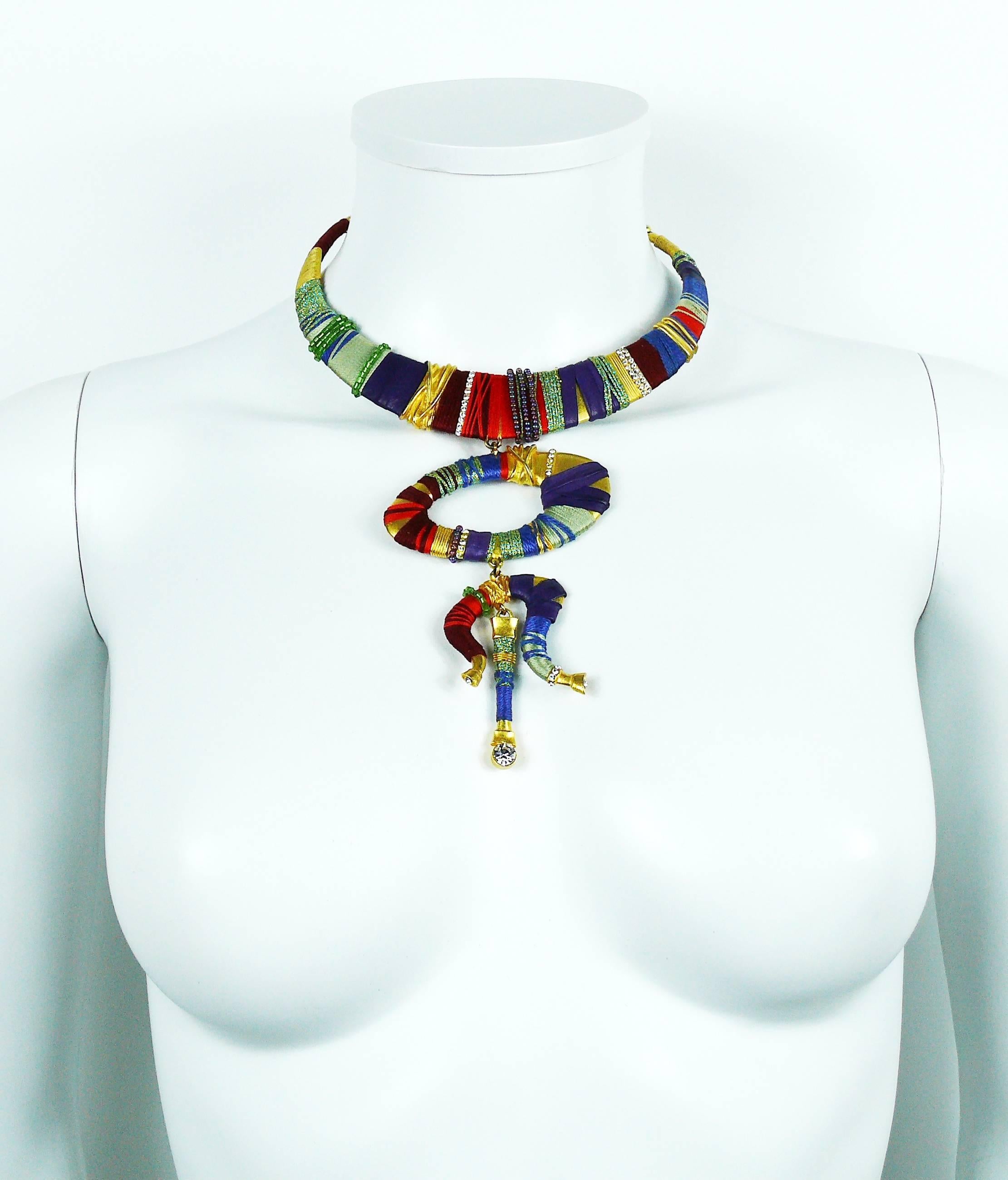 Christian Lacroix Vintage Rare Masai Inspired Torque Bib Necklace In Excellent Condition For Sale In Nice, FR