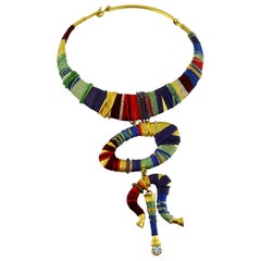 Christian Lacroix Vintage Rare Masai Inspired Torque Bib Necklace
