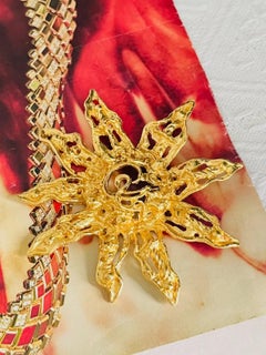 Christian Lacroix Vintage Rare Massive Gold Baroque Sun Openwork Chunky Brooch