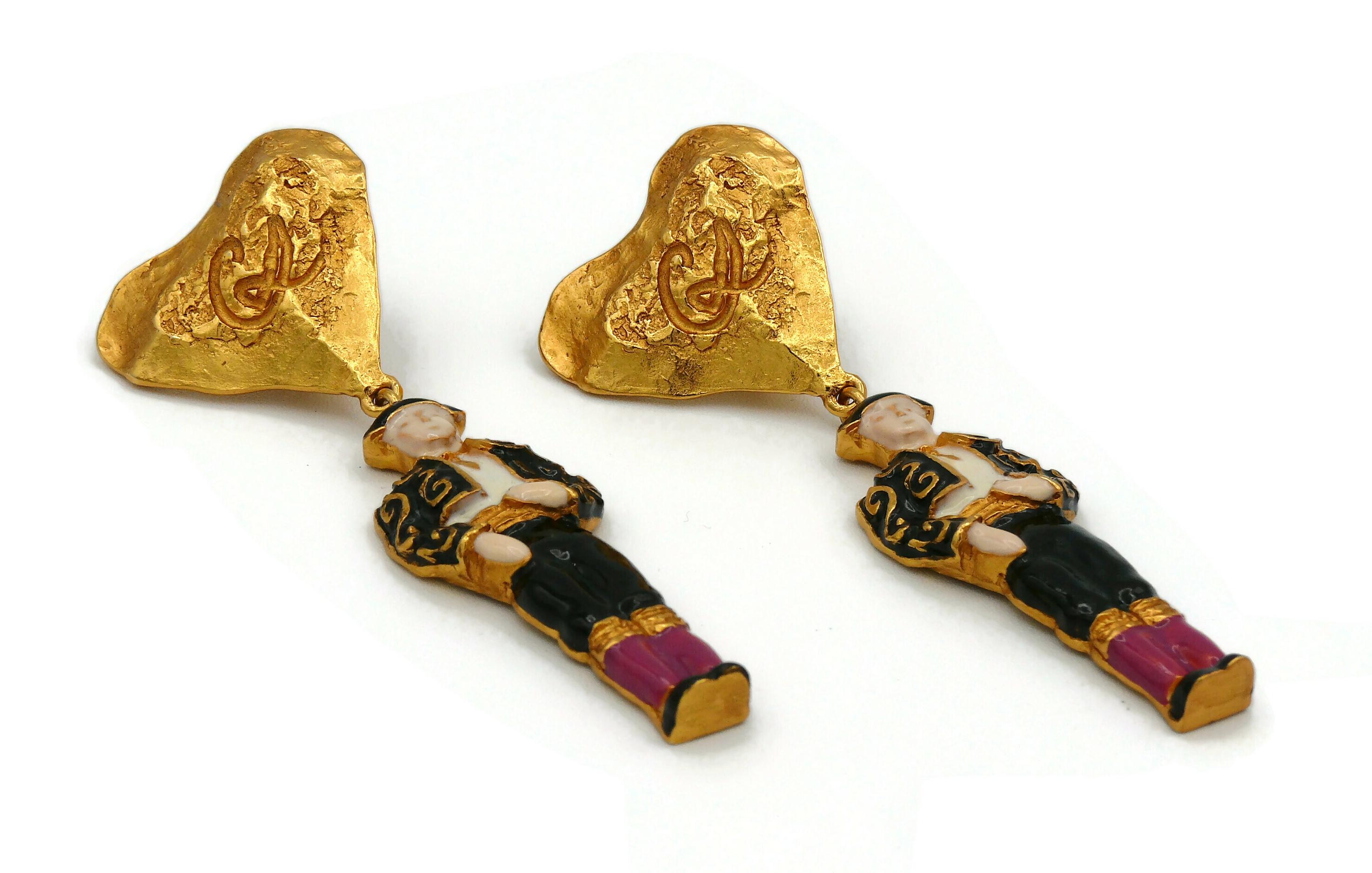 Christian Lacroix Vintage Rare Matador Dangling Earrings In Excellent Condition For Sale In Nice, FR