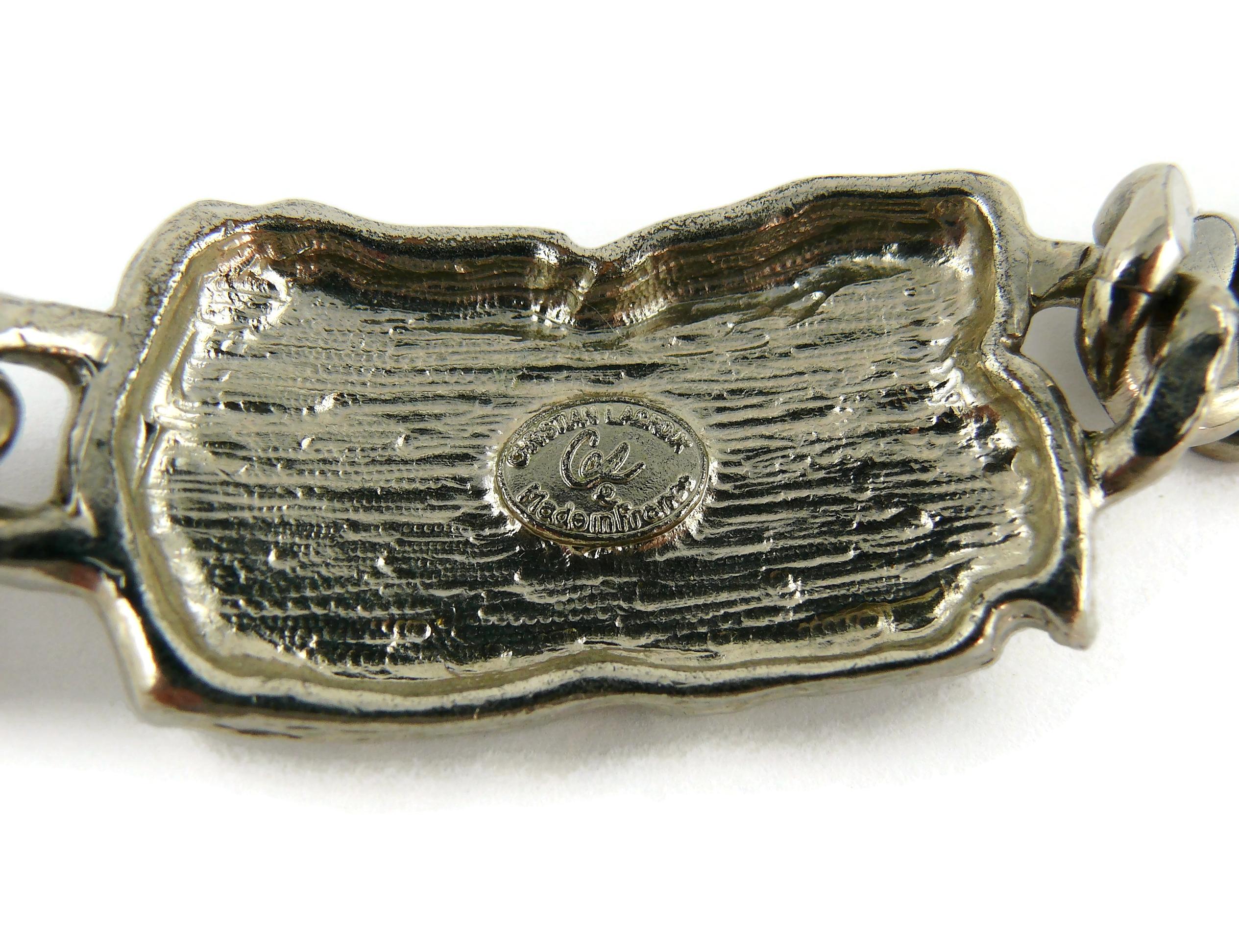 Christian Lacroix Vintage Rare Silver Toned ID Tag Curb Bracelet For Sale 8