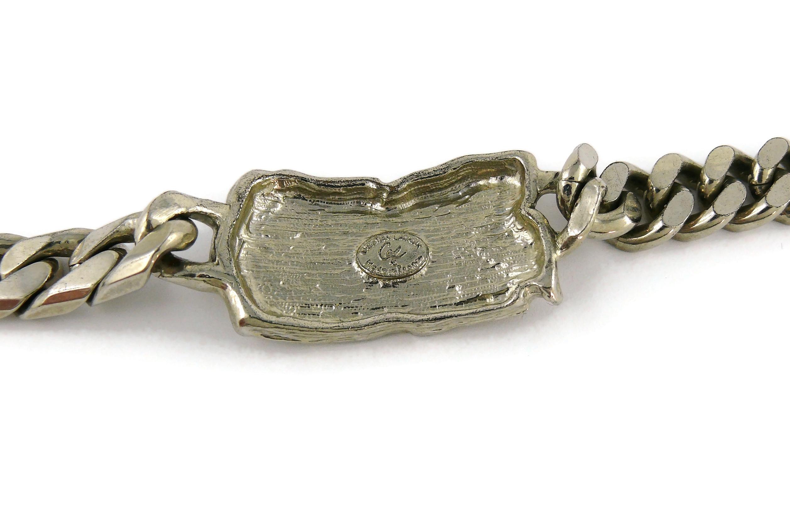 Christian Lacroix Vintage Rare Silver Toned ID Tag Curb Bracelet For Sale 5
