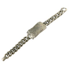 Christian Lacroix Vintage Rare Silver Toned ID Tag Curb Bracelet