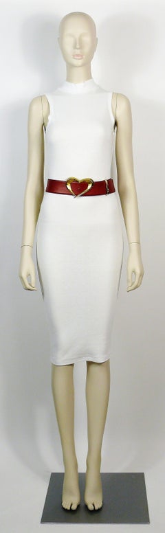 CHRISTIAN LACROIX Vintage Red Grained Leather Belt with Oversized Heart Buckle