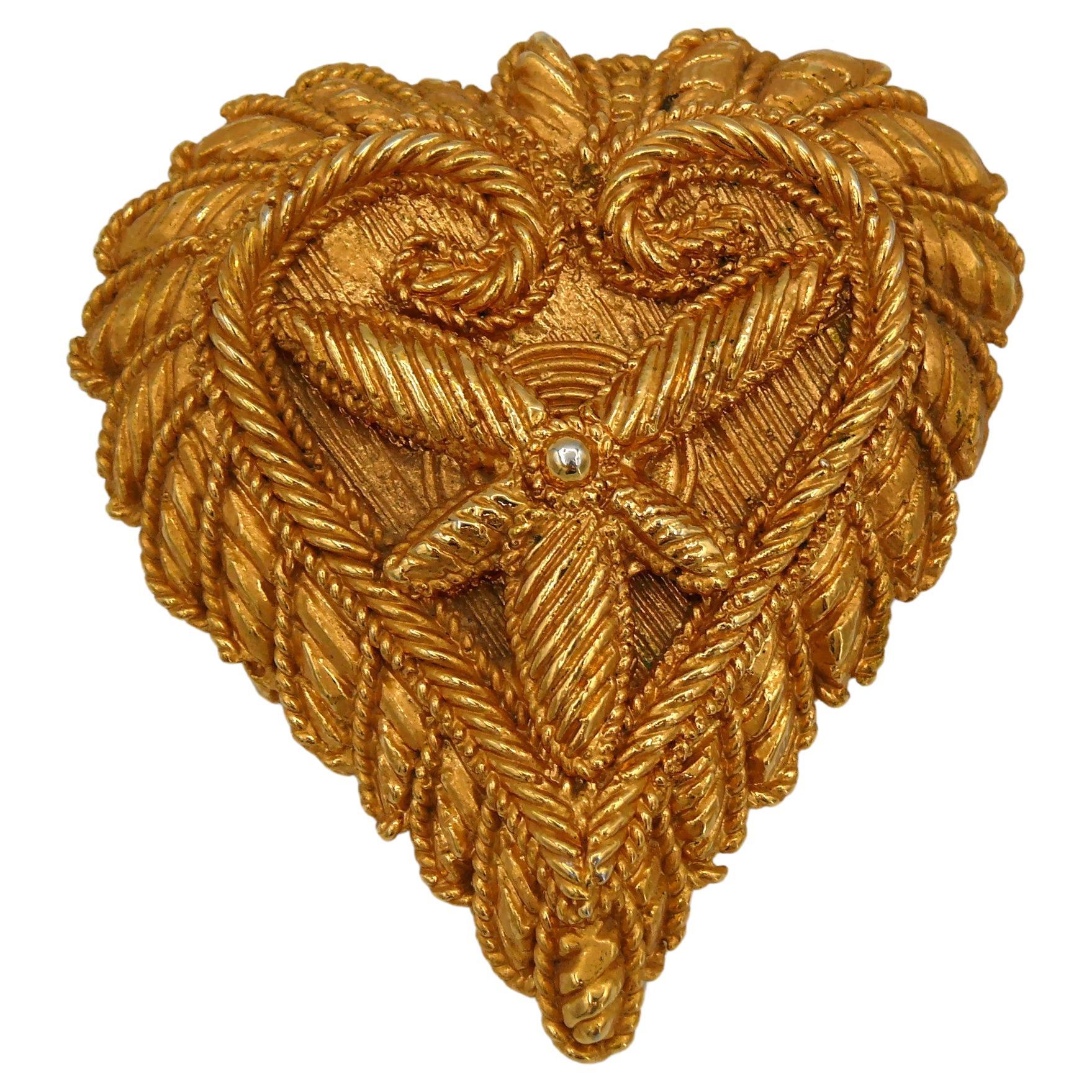 CHRISTIAN LACROIX Vintage Resin Heart Brooch For Sale