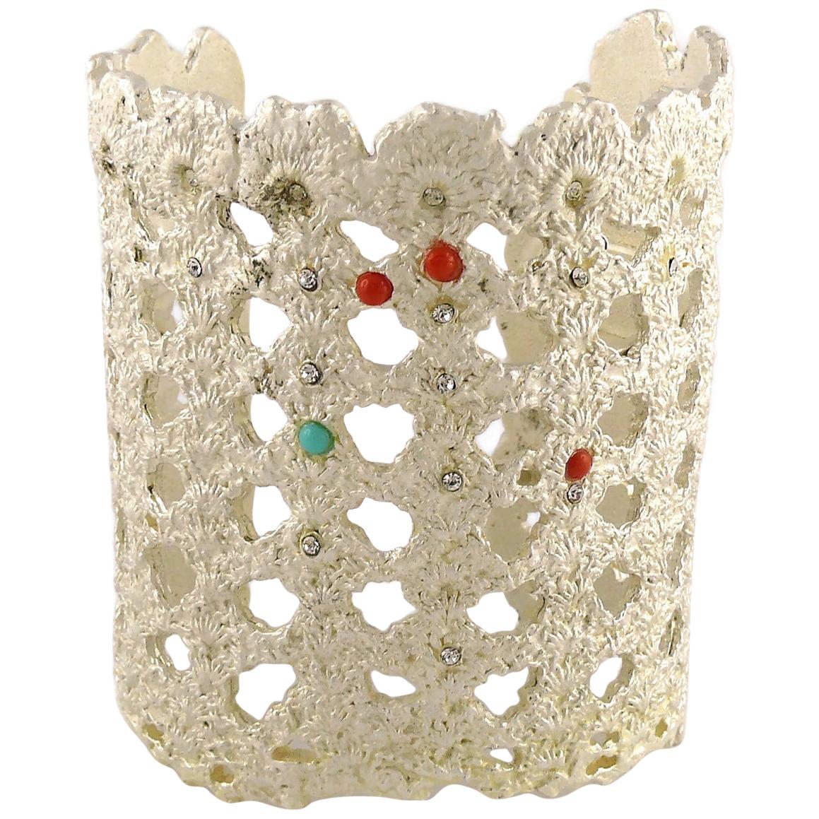 Christian Lacroix Vintage Rigid Lace Cuff Bracelet