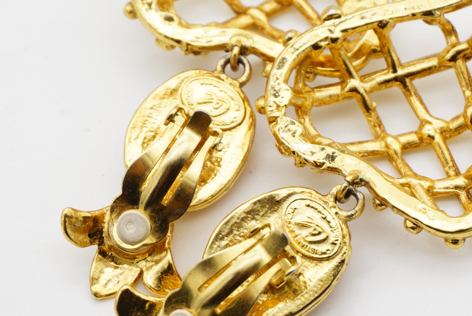 Christian Lacroix Vintage Rubin Herz Ananas Criss Kreuz Tropfen Chunky Ohrringe im Angebot 9