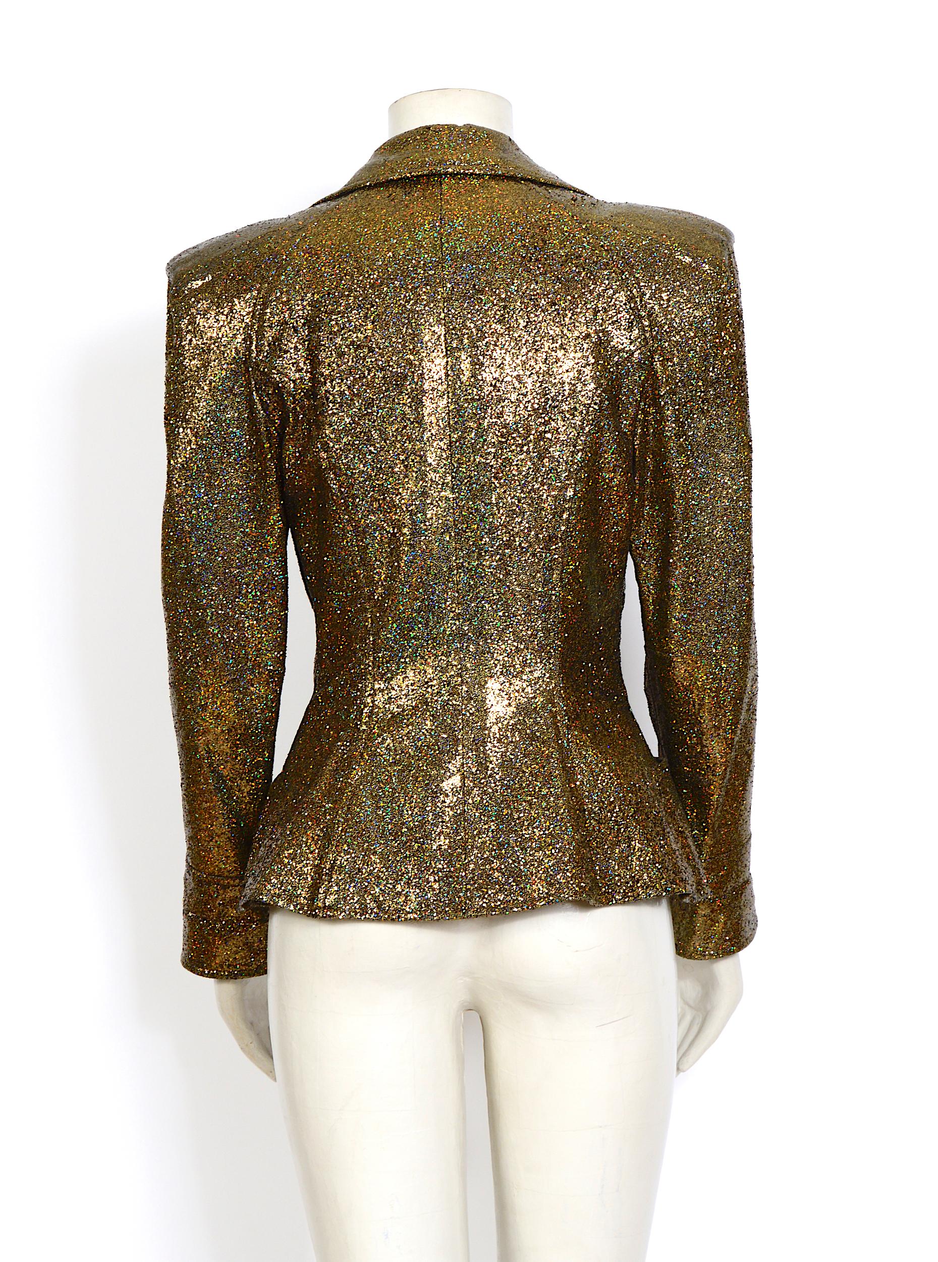 Christian Lacroix vintage runway spring summer 1995 gold sparkly jacket For Sale 2