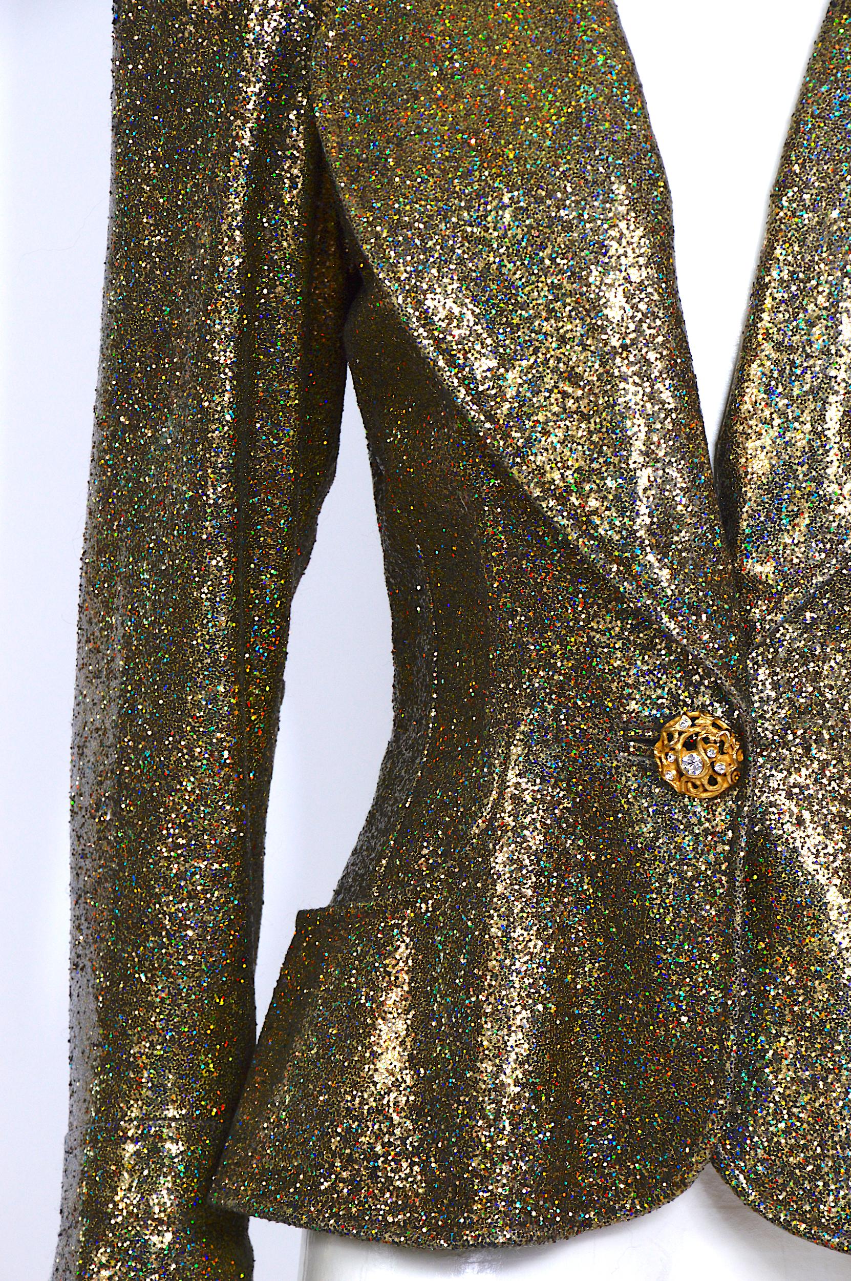 Christian Lacroix vintage runway spring summer 1995 gold sparkly jacket In Good Condition For Sale In Antwerp, BE