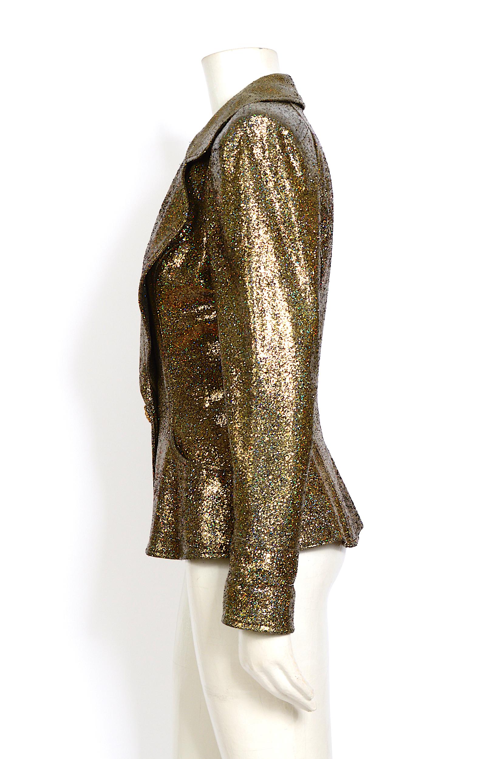 Christian Lacroix vintage runway spring summer 1995 gold sparkly jacket For Sale 1