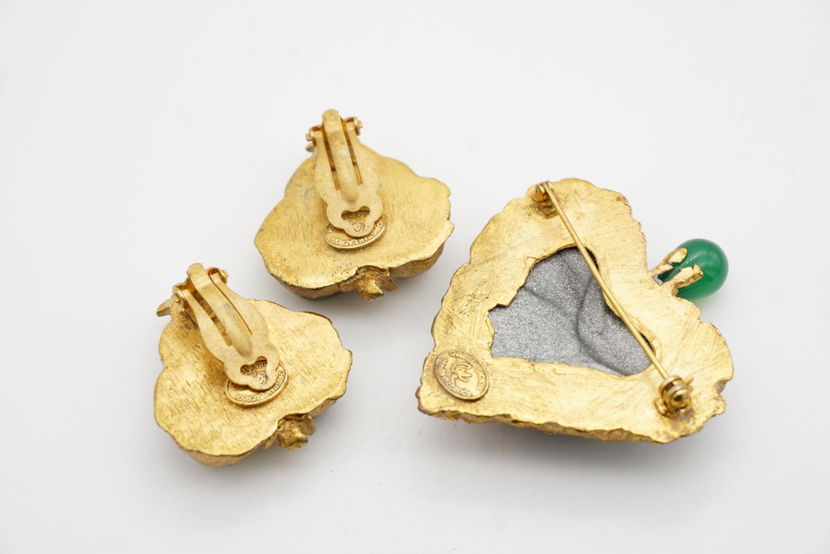 Christian Lacroix Vintage Sacred Heart Logo Inset Cross Emerald Sapphire 2 Set For Sale 9