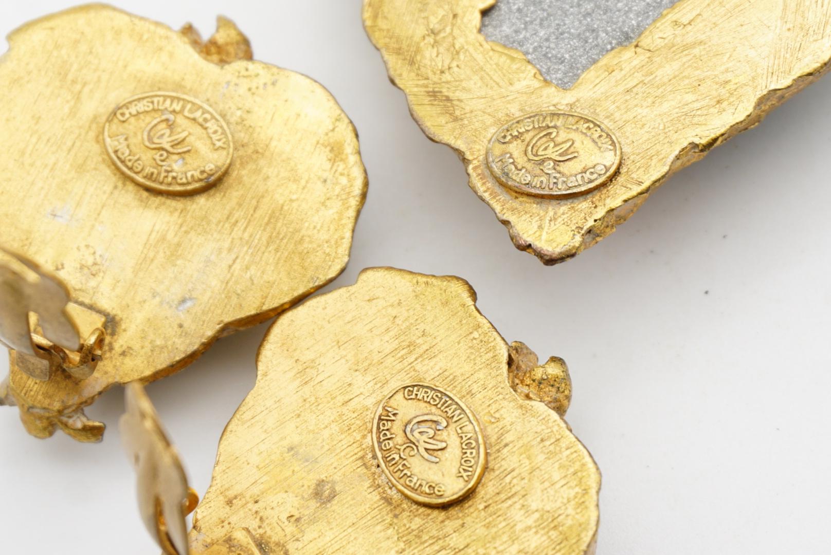 Christian Lacroix Vintage Sacred Heart Logo Inset Cross Emerald Sapphire 2 Set For Sale 10