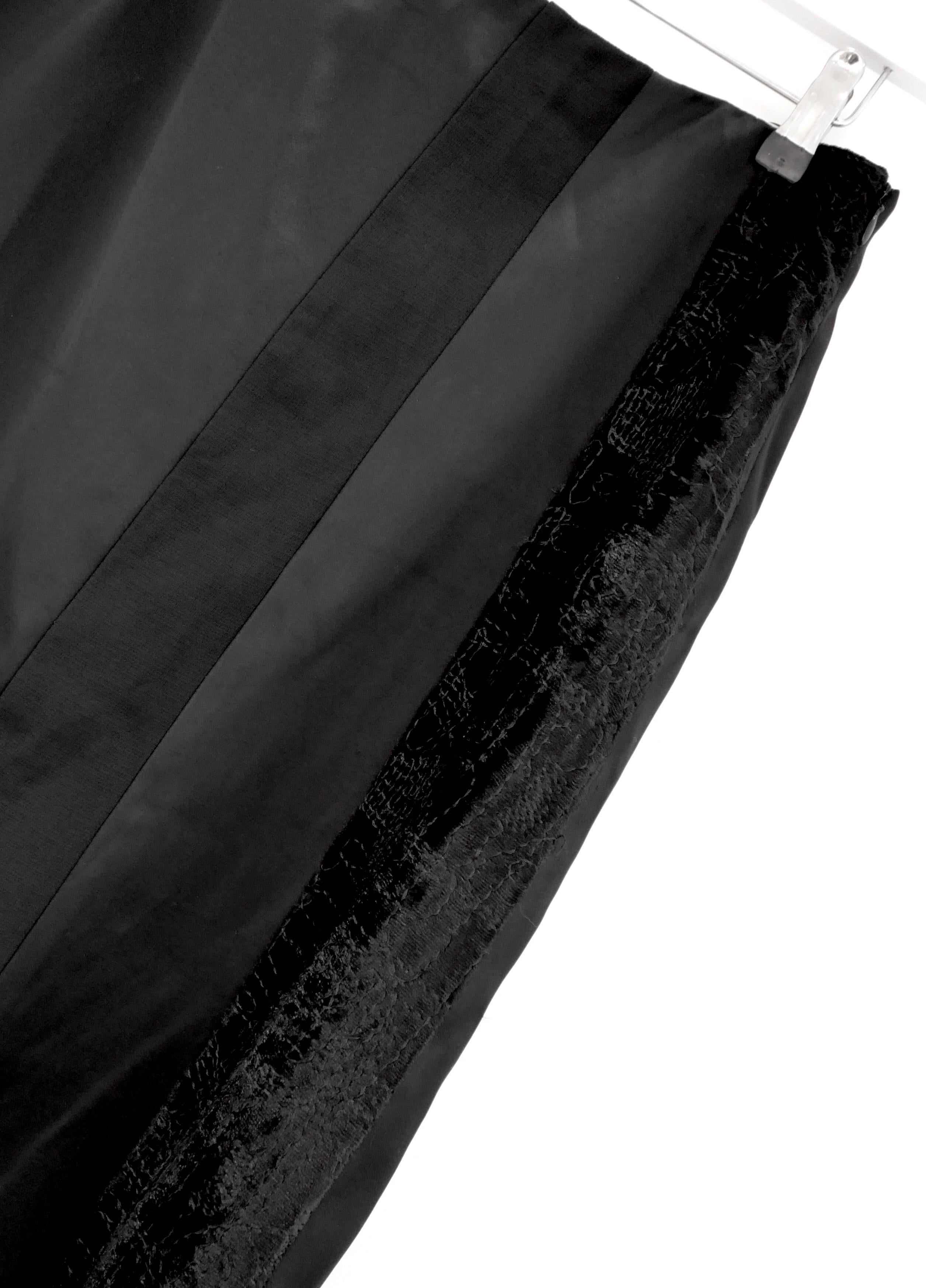 Christian Lacroix Vintage Satin & Velvet Black Maxi Skirt For Sale 2