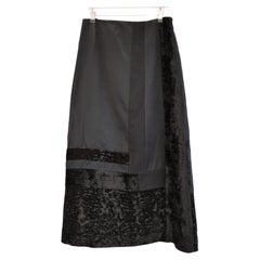 Christian Lacroix Vintage Satin & Velvet Black Maxi Skirt