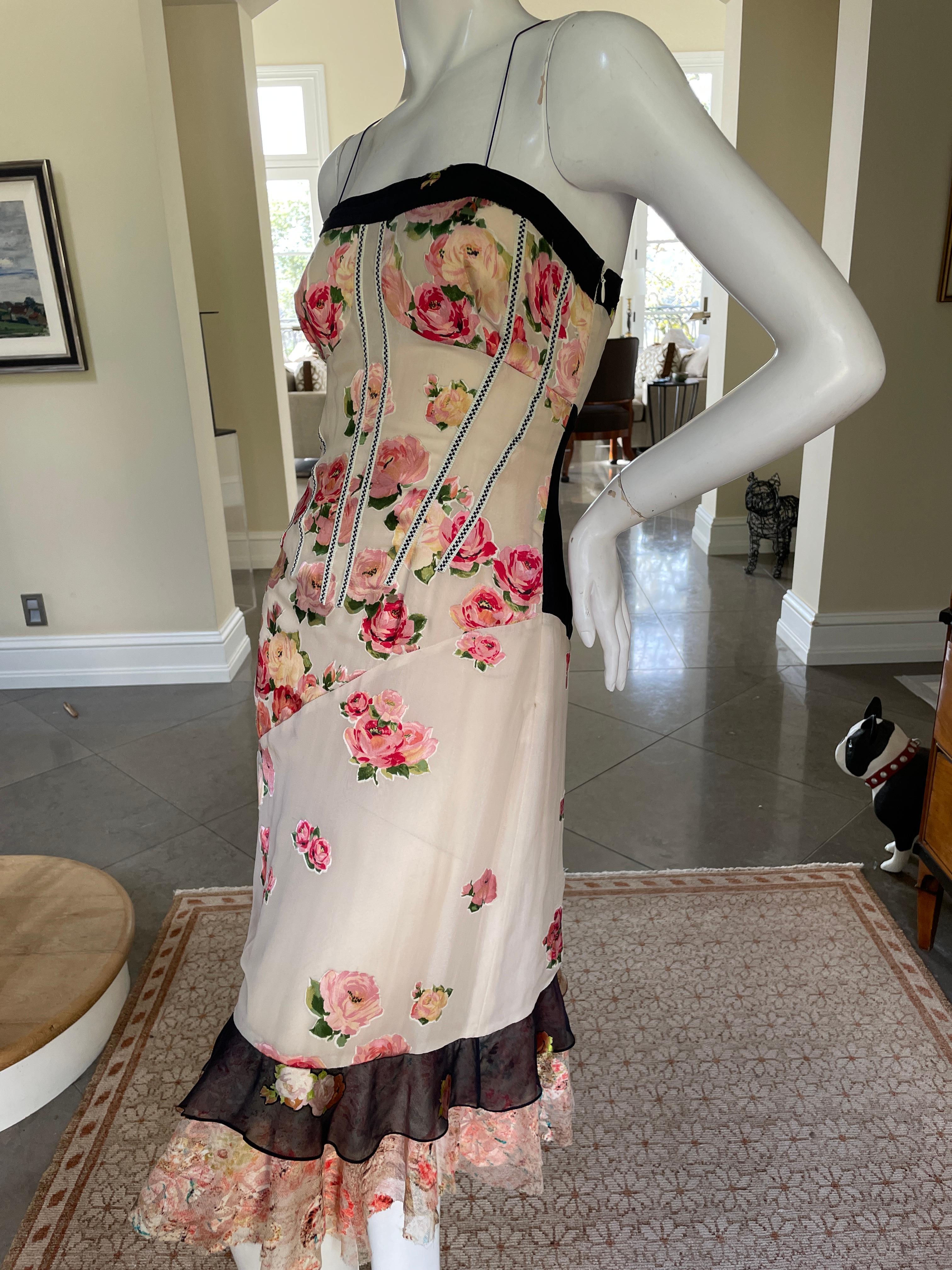 Christian Lacroix Vintage Silk Cocktail Dress with Corset Inspired Details For Sale 5