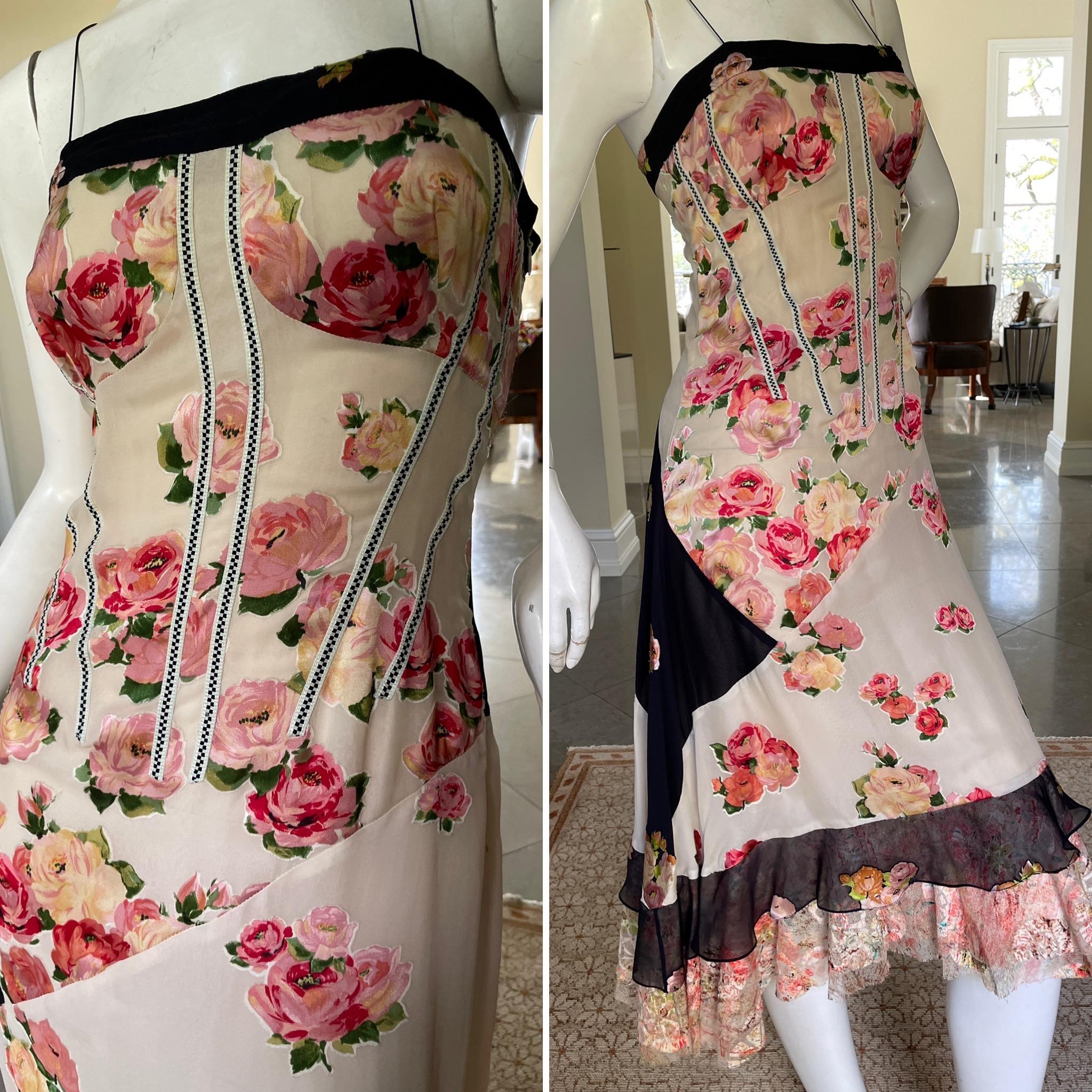Christian Lacroix Vintage Silk Cocktail Dress with Corset Inspired Details
This is so pretty, so very Lacroix .
Size 38-40 (no size tag)
Bust 34