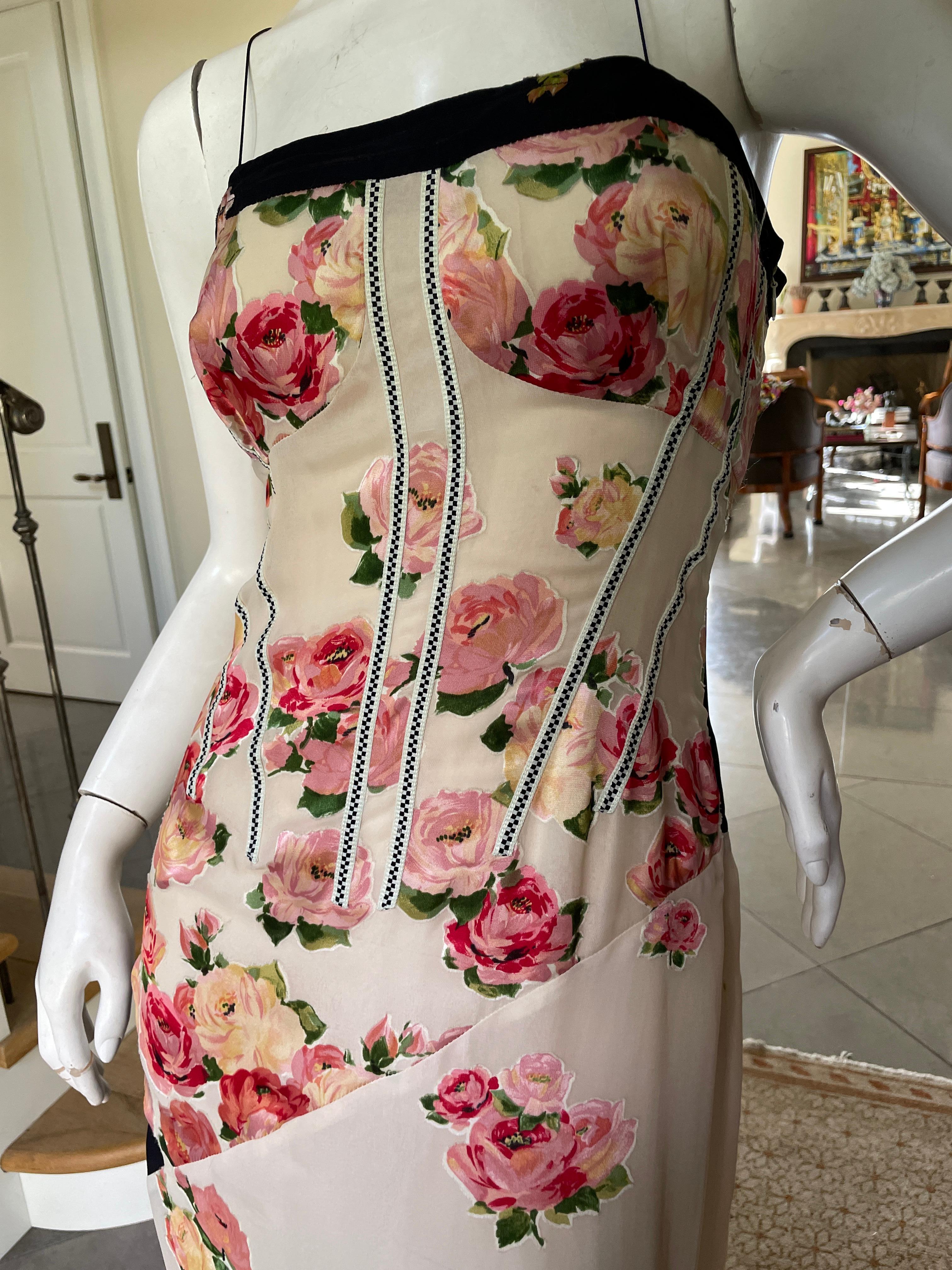 Christian Lacroix Vintage Silk Cocktail Dress with Corset Inspired Details In Excellent Condition For Sale In Cloverdale, CA