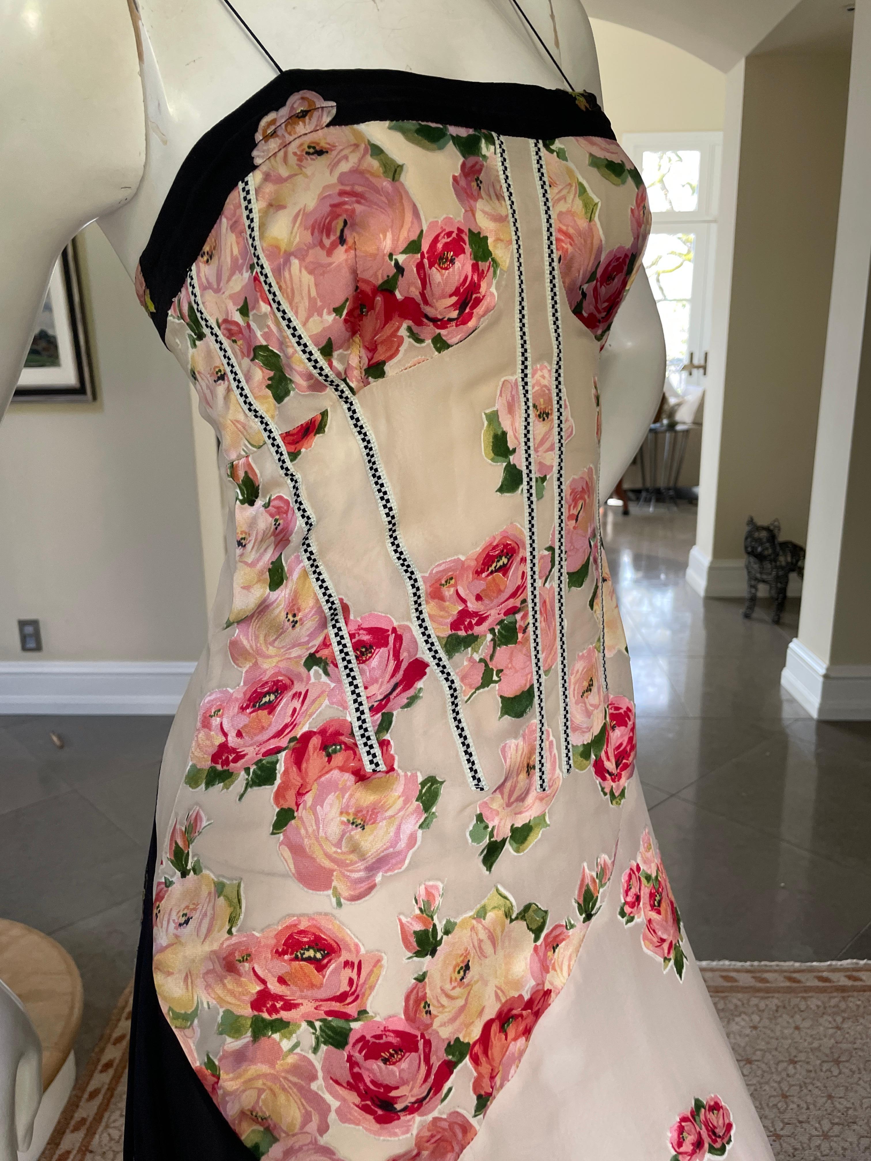 Christian Lacroix Vintage Silk Cocktail Dress with Corset Inspired Details For Sale 3