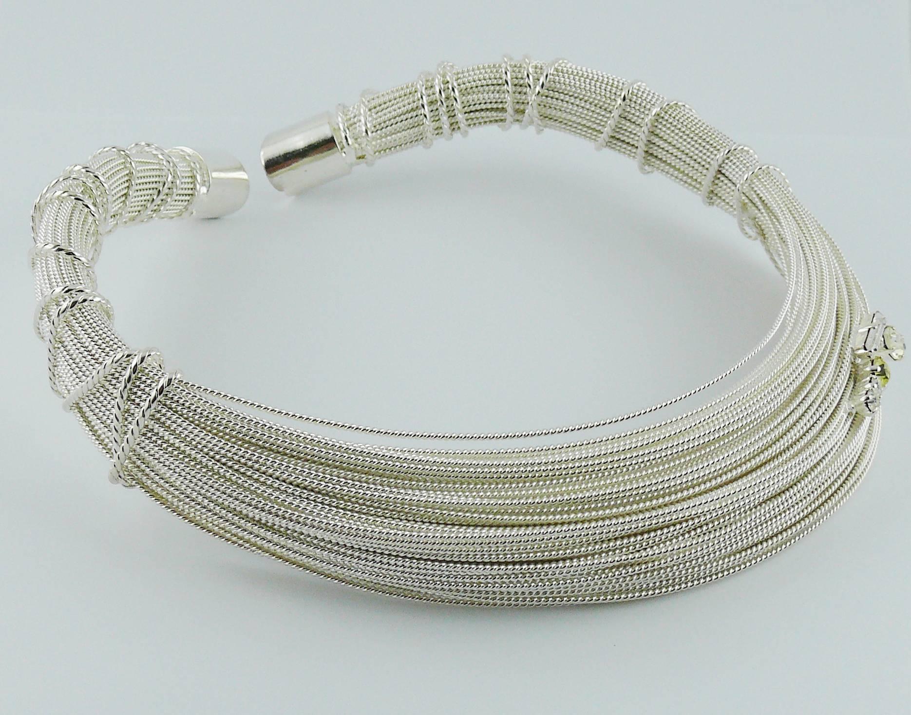 Christian Lacroix Vintage Silver Tone Bundled Wires Rigid Choker Necklace In Excellent Condition For Sale In Nice, FR