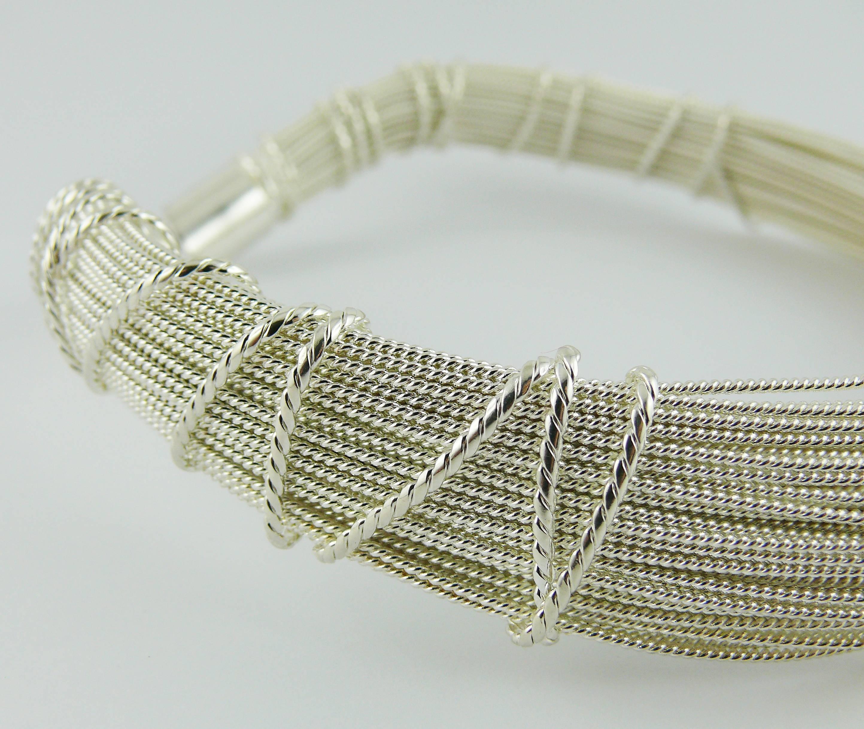 Women's Christian Lacroix Vintage Silver Tone Bundled Wires Rigid Choker Necklace For Sale