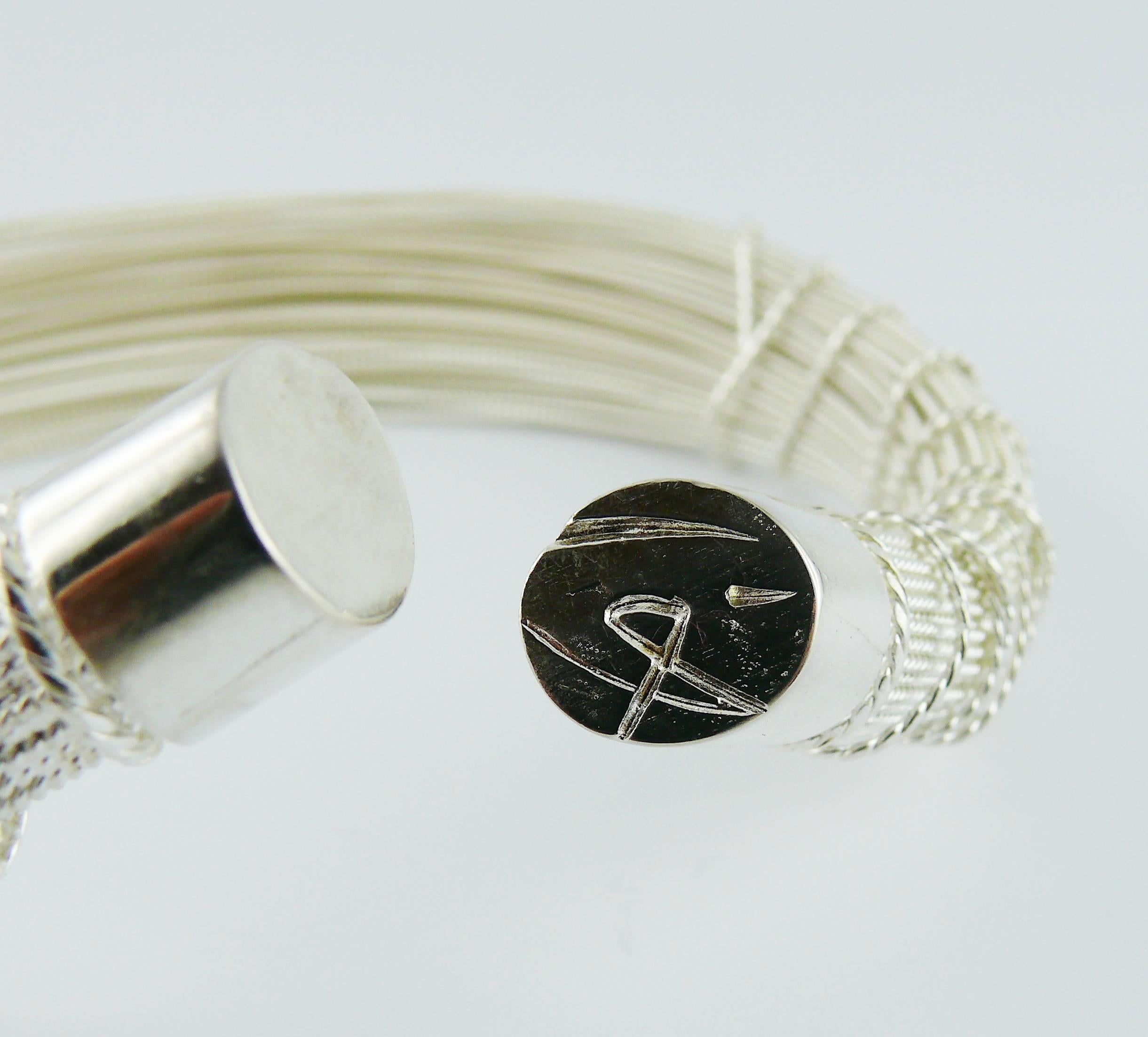 Christian Lacroix Vintage Silver Tone Bundled Wires Rigid Choker Necklace For Sale 2