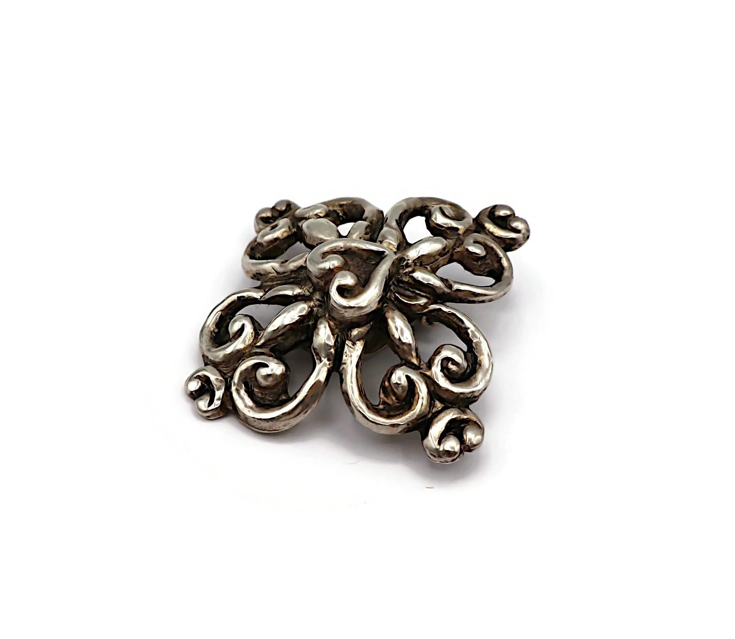 CHRISTIAN LACROIX Vintage Antiqued Silver Tone Scroll Hearts Clip-On Earrings For Sale 4