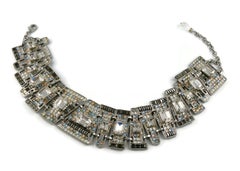 Christian Lacroix Vintage Silver Toned Crystal Choker Necklace