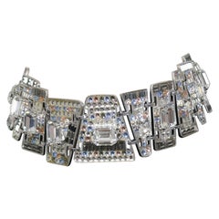 Christian Lacroix Vintage Silver Toned Crystal Choker Necklace