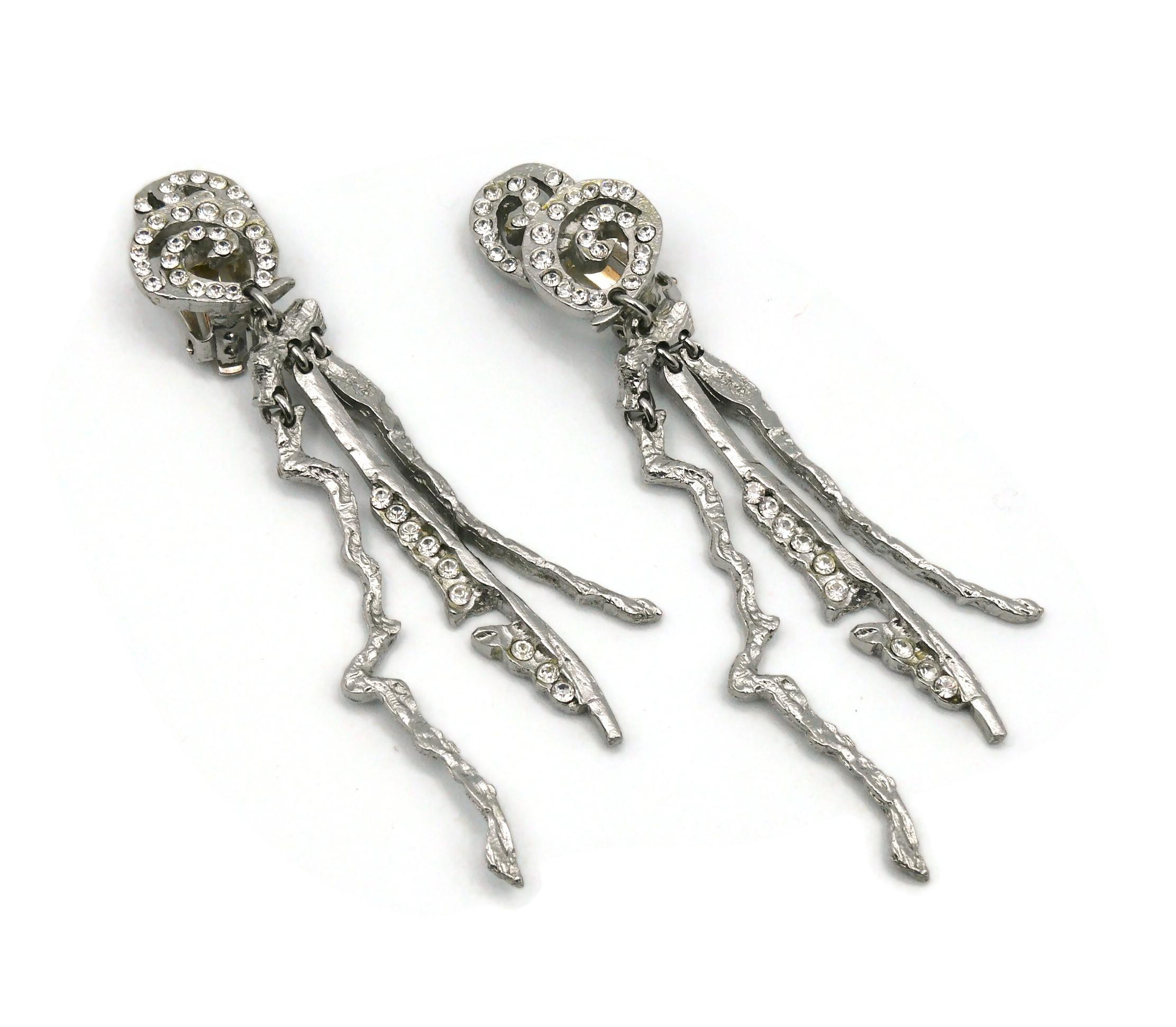 Christian Lacroix Vintage Embellished Brutalist Dangling Earrings In Good Condition For Sale In Nice, FR