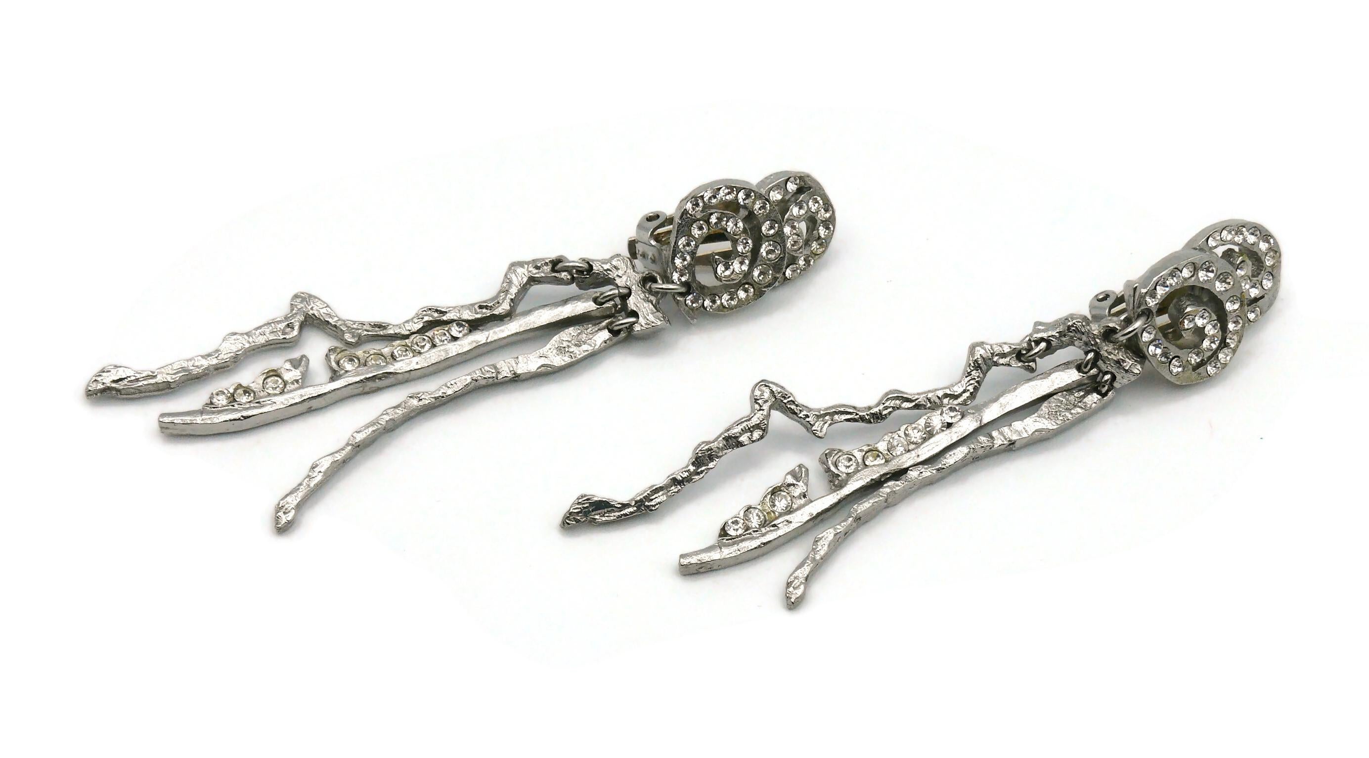 Christian Lacroix Vintage Embellished Brutalist Dangling Earrings For Sale 1