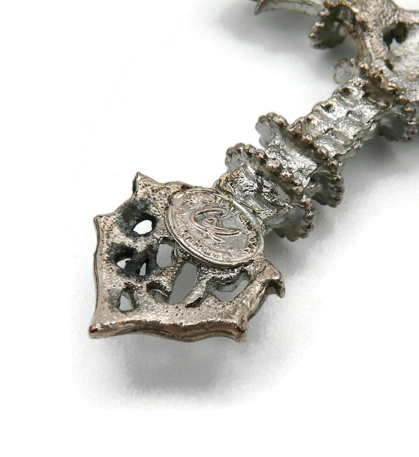 Christian Lacroix Vintage Gothic Cross Pendant Chain Necklace 11