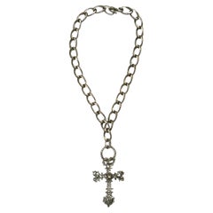 Christian Lacroix Vintage Gothic Cross Pendant Chain Necklace