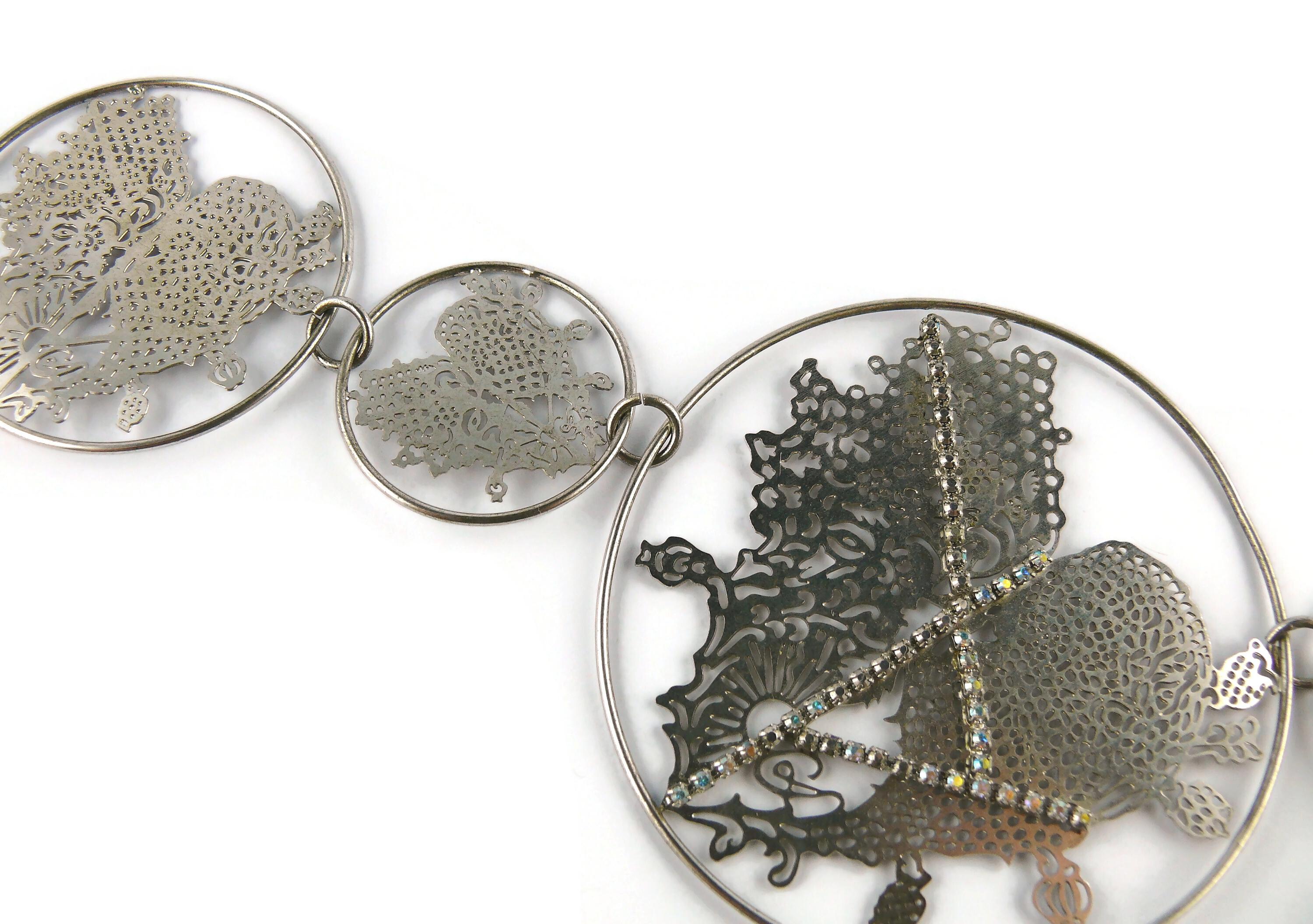 Women's Christian Lacroix Vintage Silver Toned Laser Cut Heart Medallion Necklace For Sale
