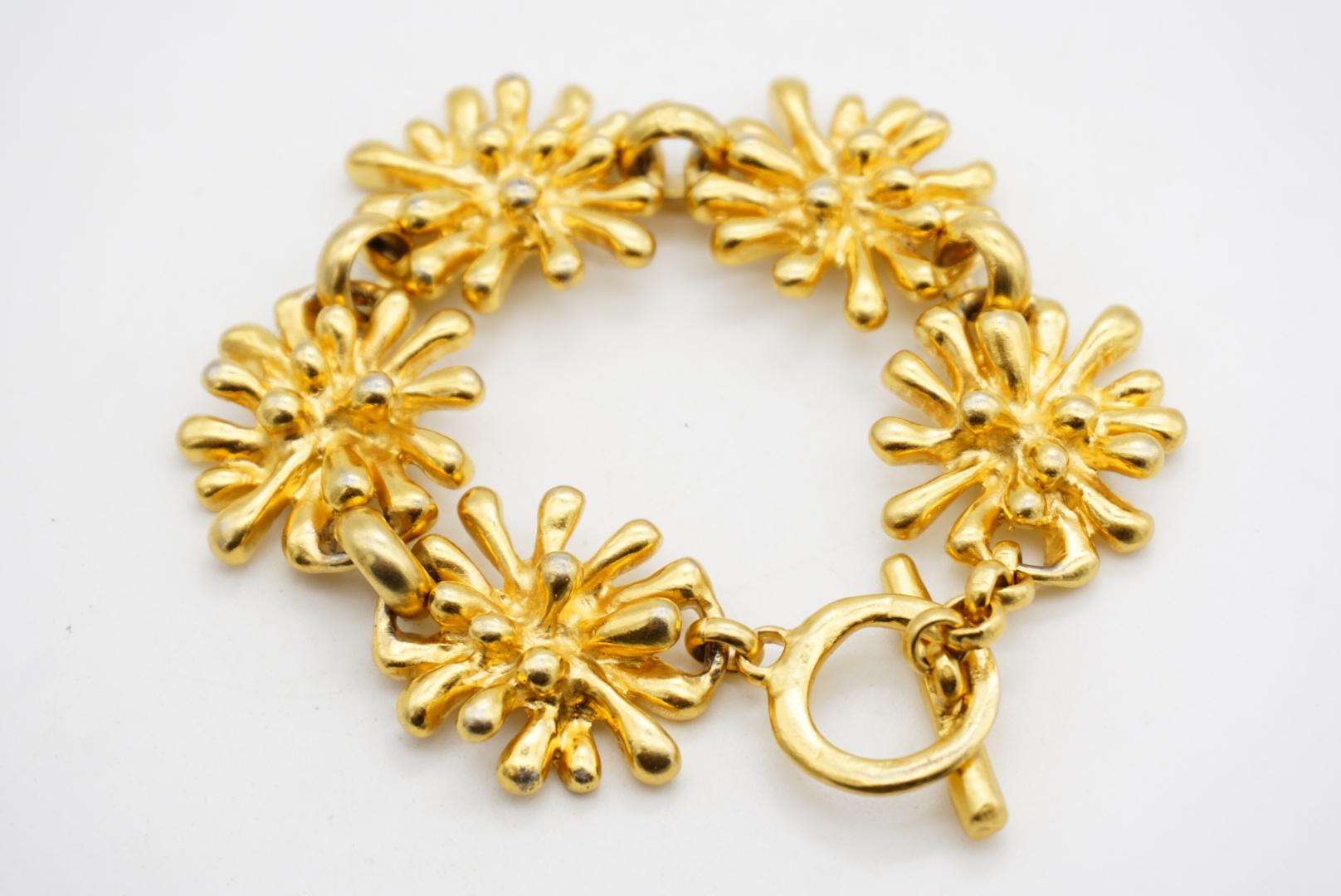 Christian Lacroix Vintage Spark Firework Flower 5 Charm Chunky Linked Bracelet For Sale 5